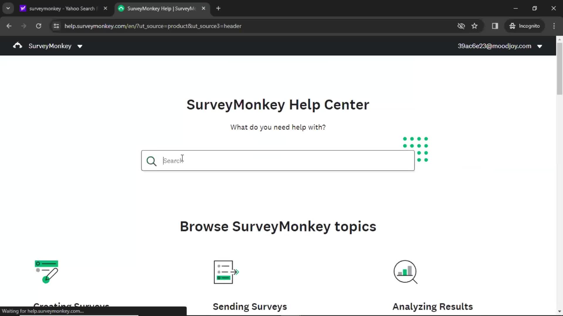 SurveyMonkey search screenshot
