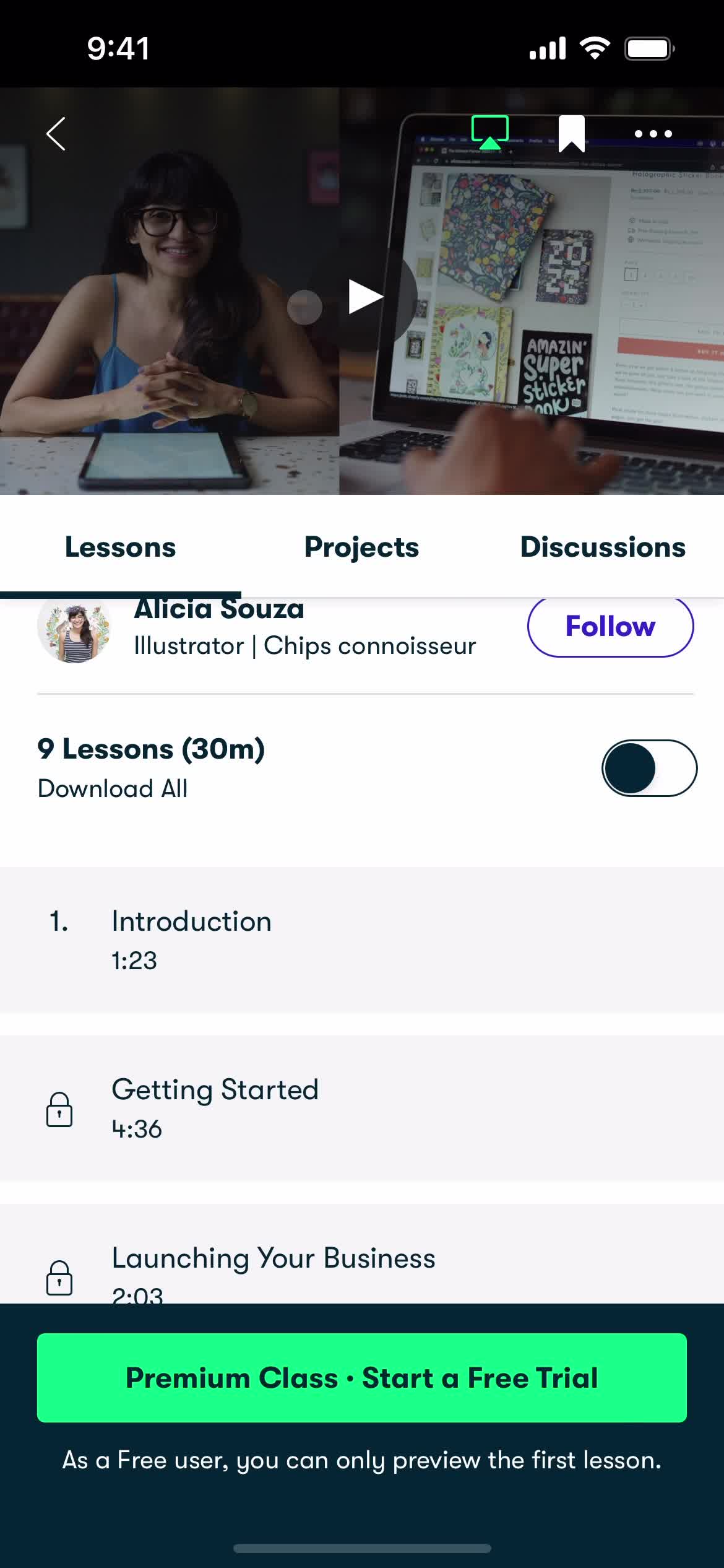 Skillshare lessons screenshot