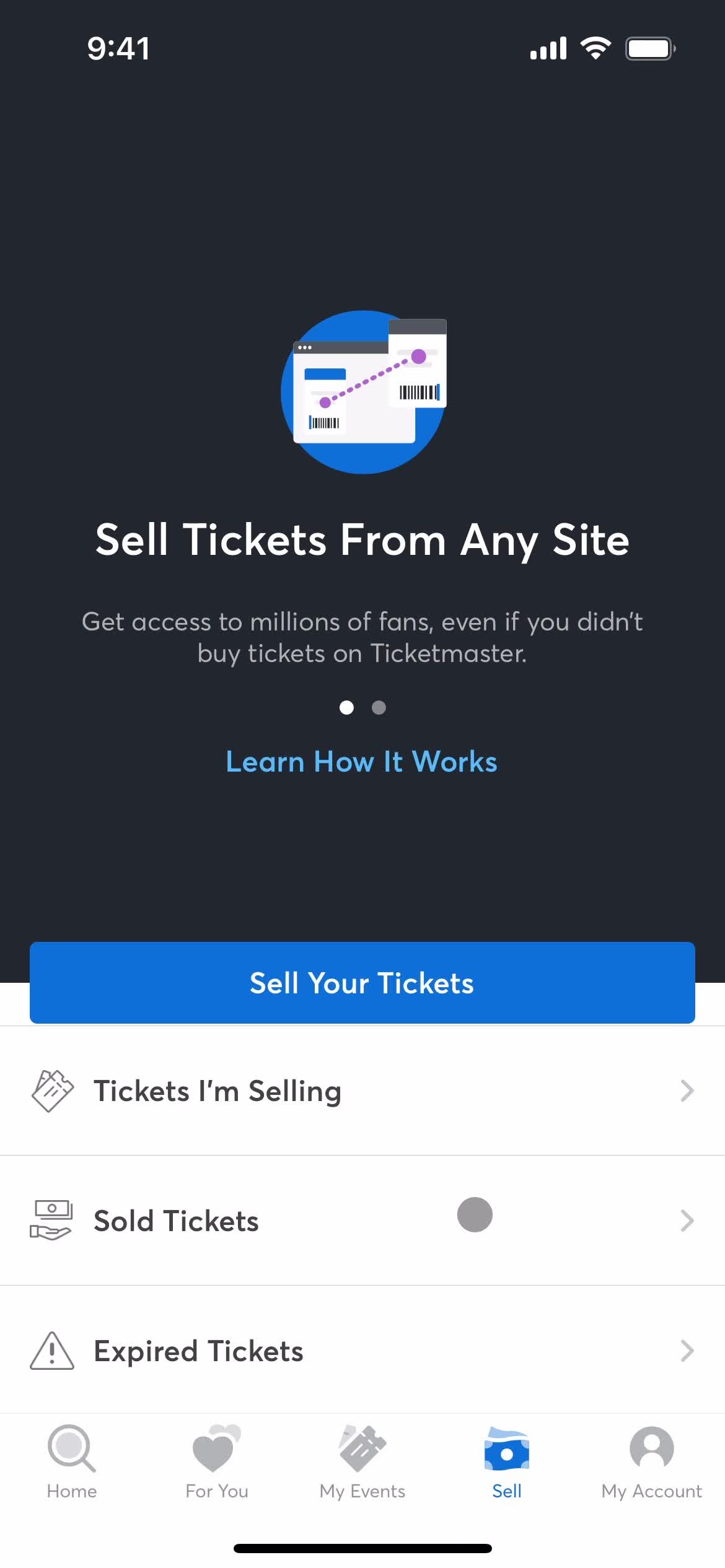 Ticketmaster sell screenshot