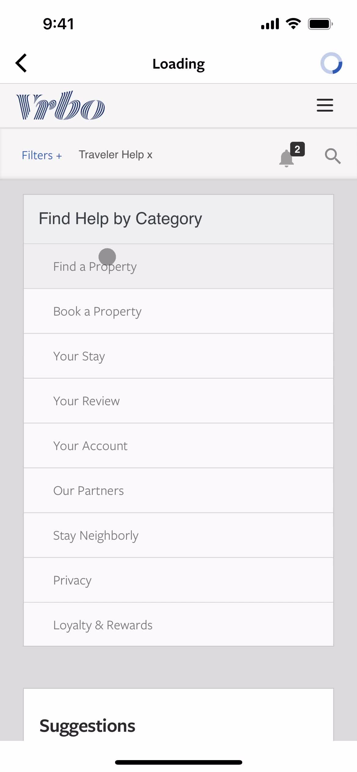Vrbo help center category screenshot