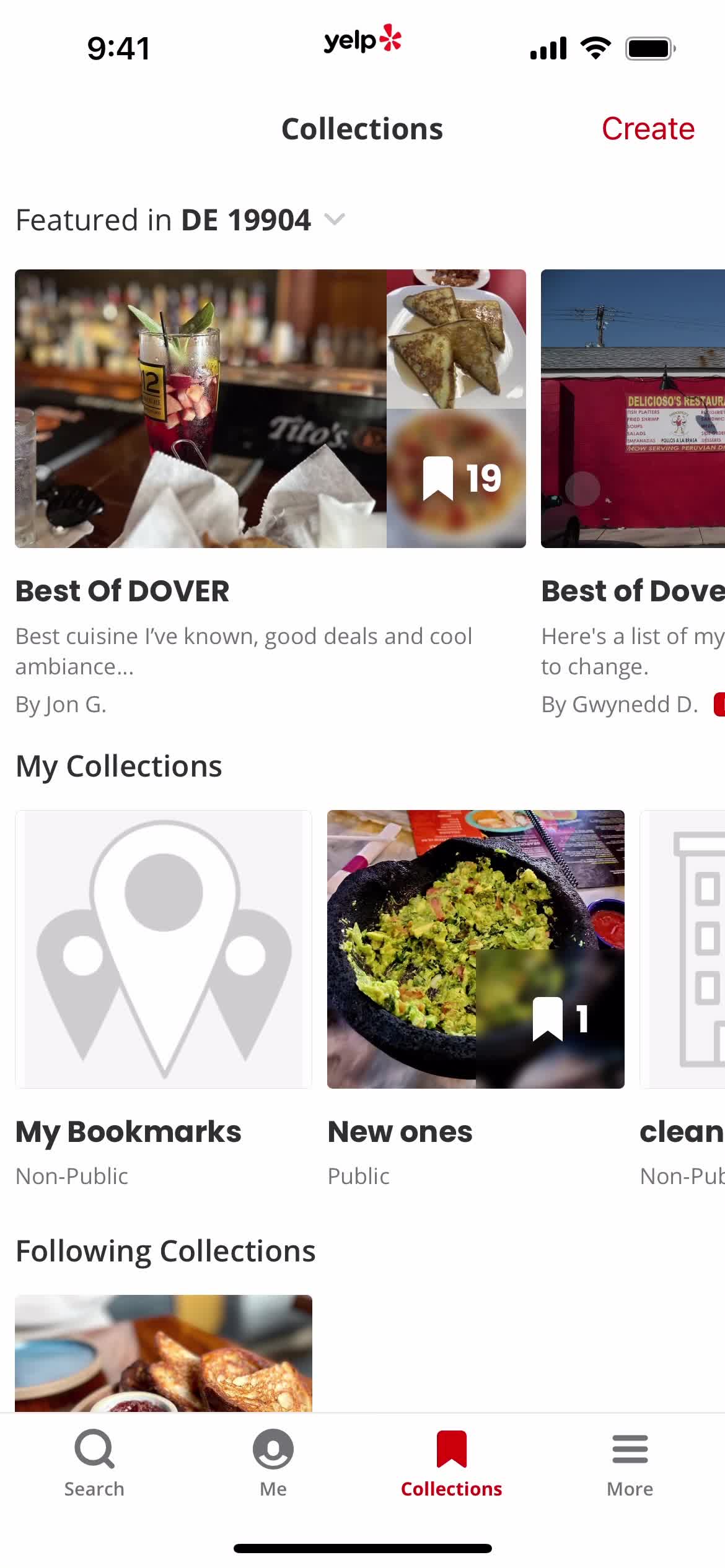 Yelp collections screenshot