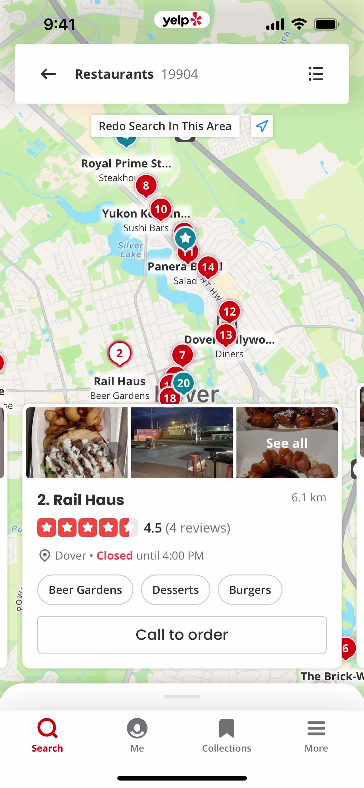 Yelp restaurant details screenshot