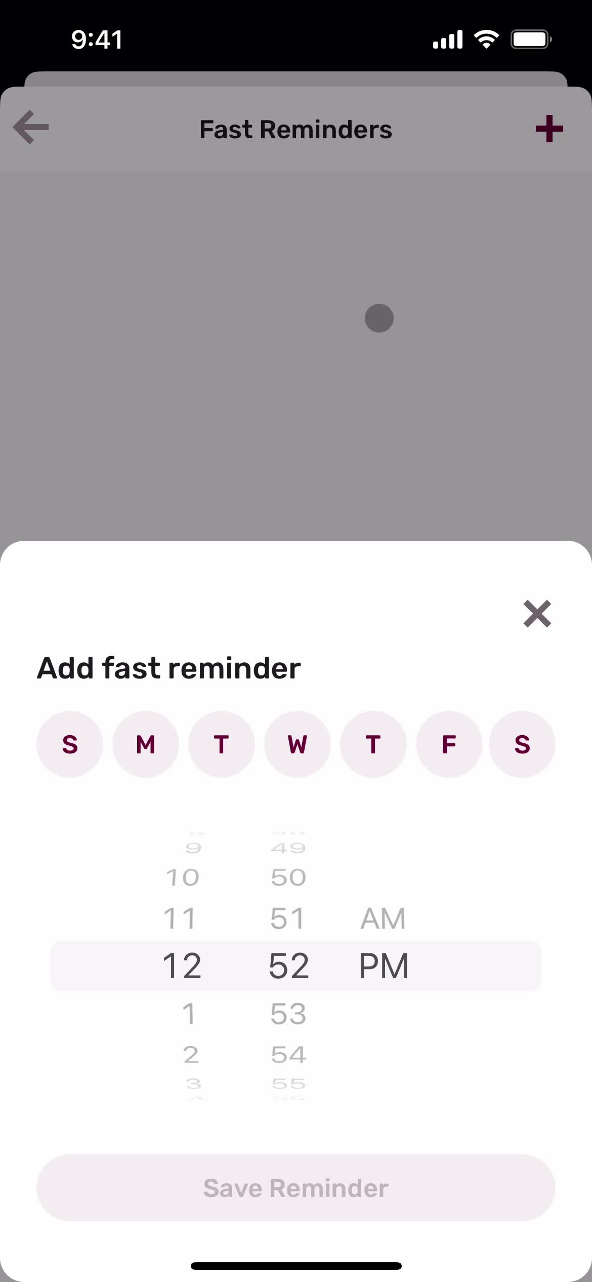 Zero set reminder screenshot