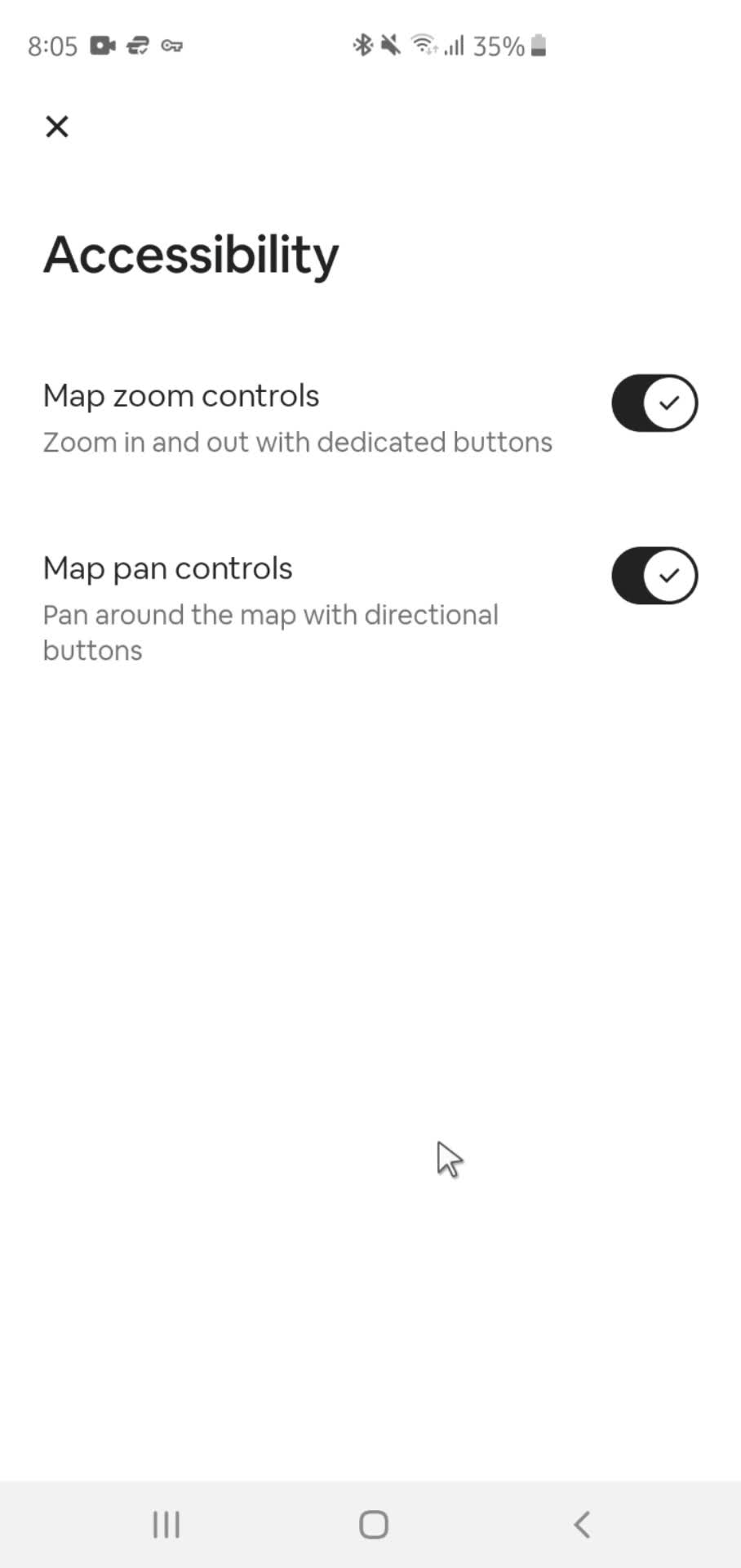 Airbnb accessibility settings screenshot