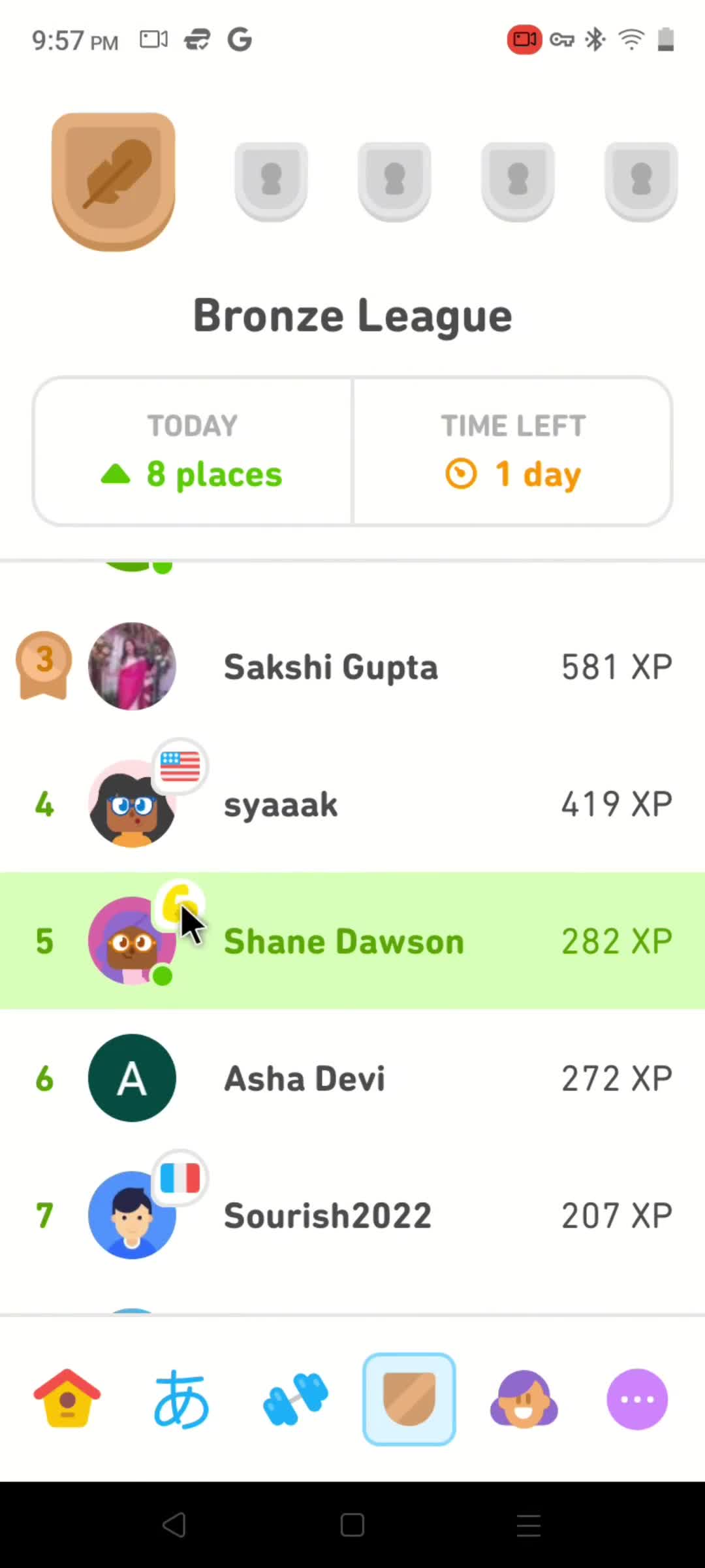 Duolingo leaderboard screenshot