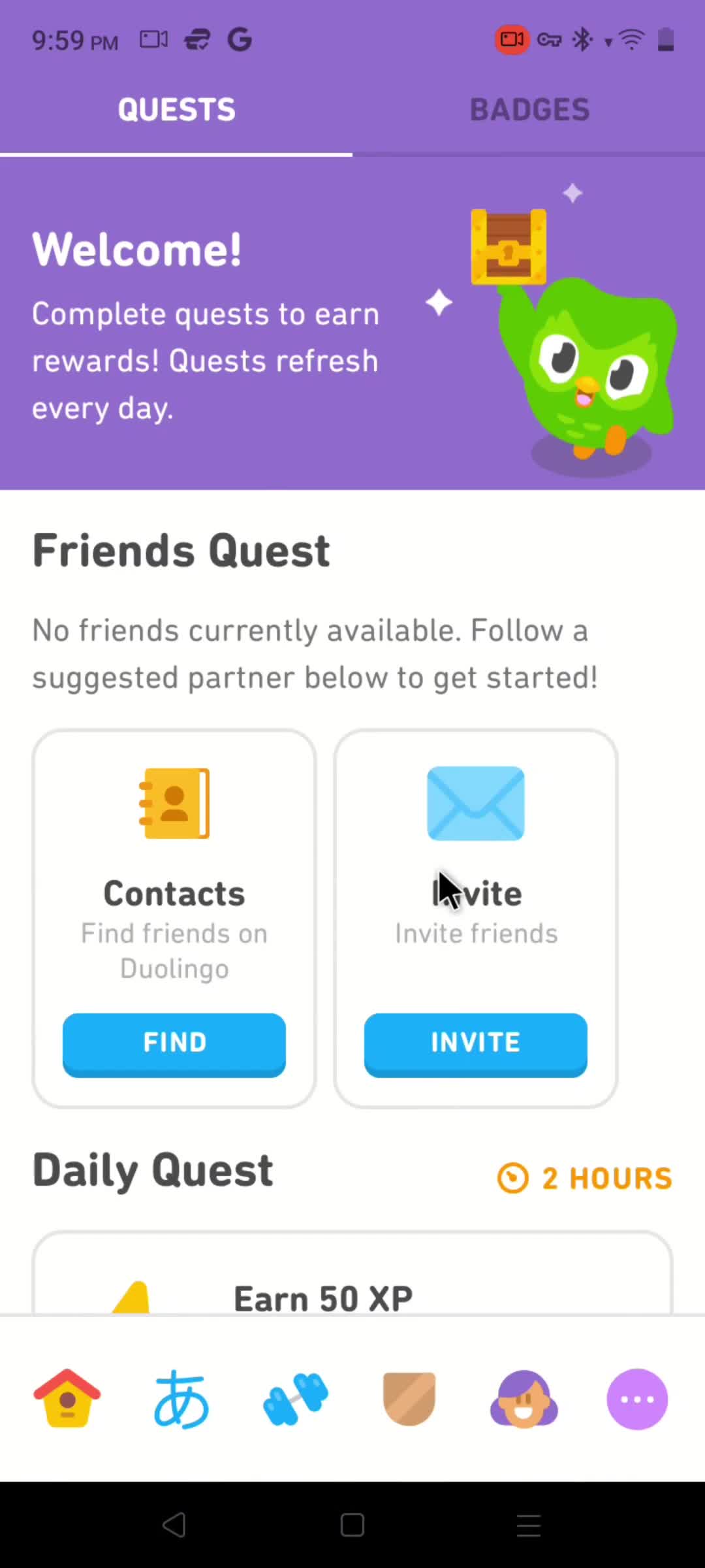 Duolingo challenges screenshot