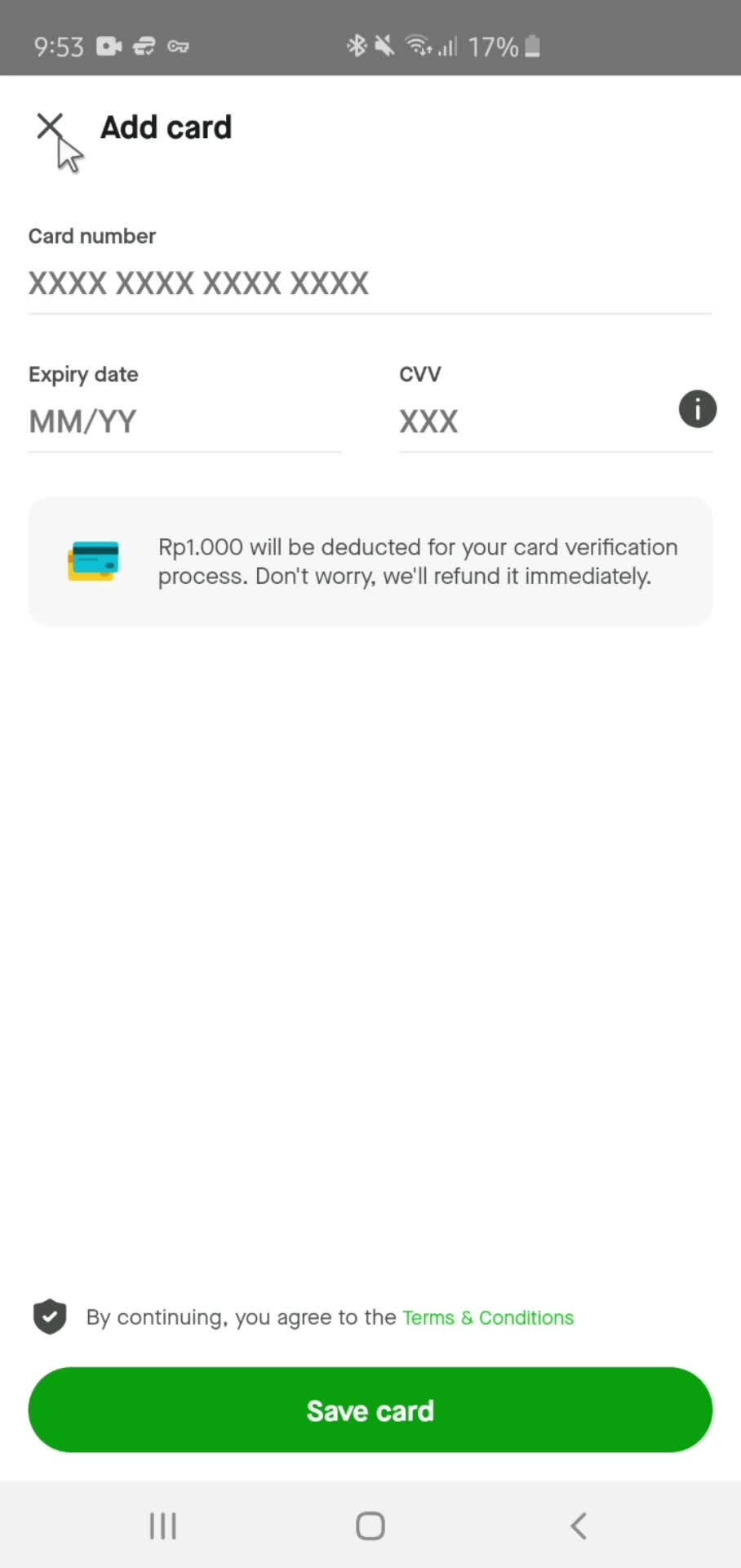 Gojek add payment method screenshot