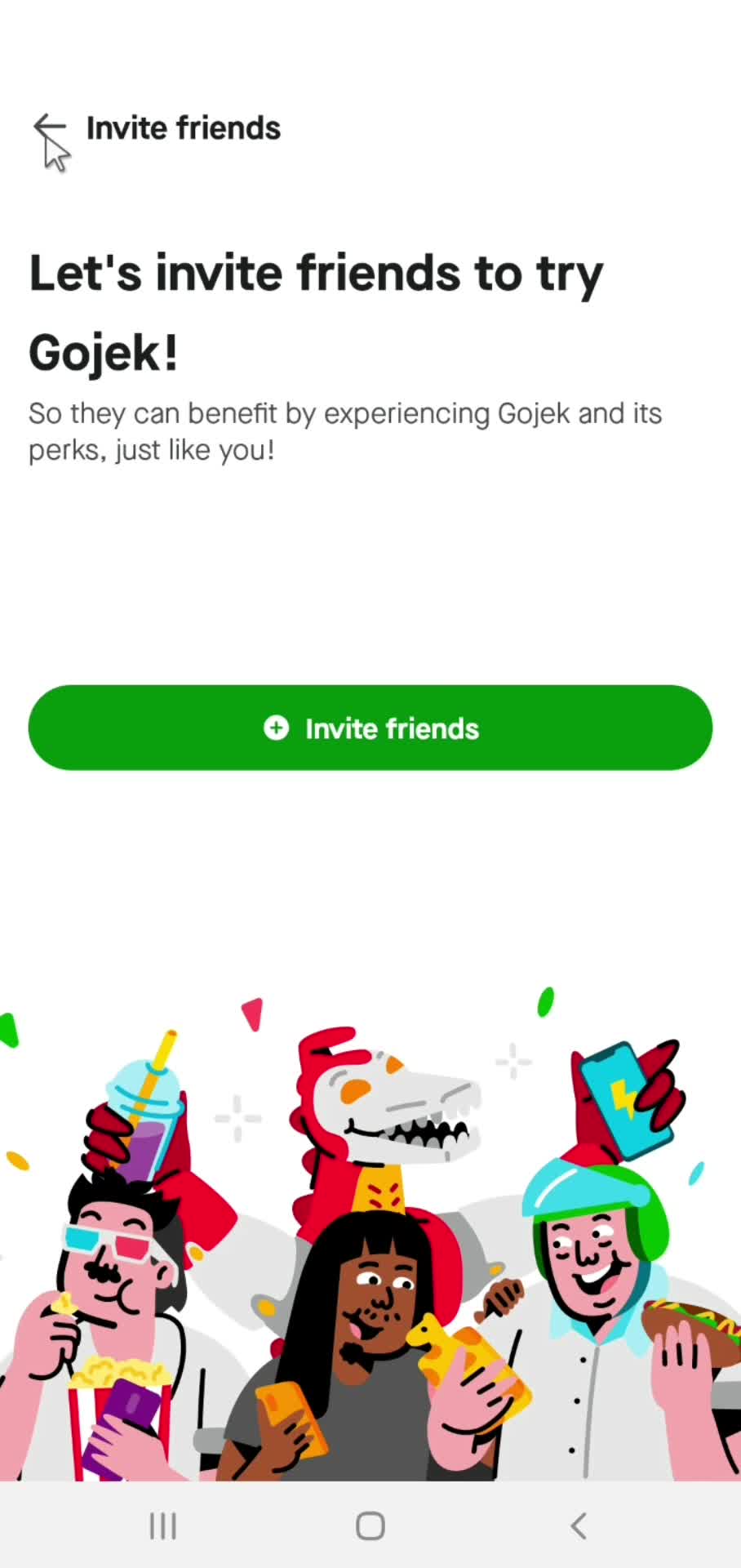 Gojek invite friends screenshot
