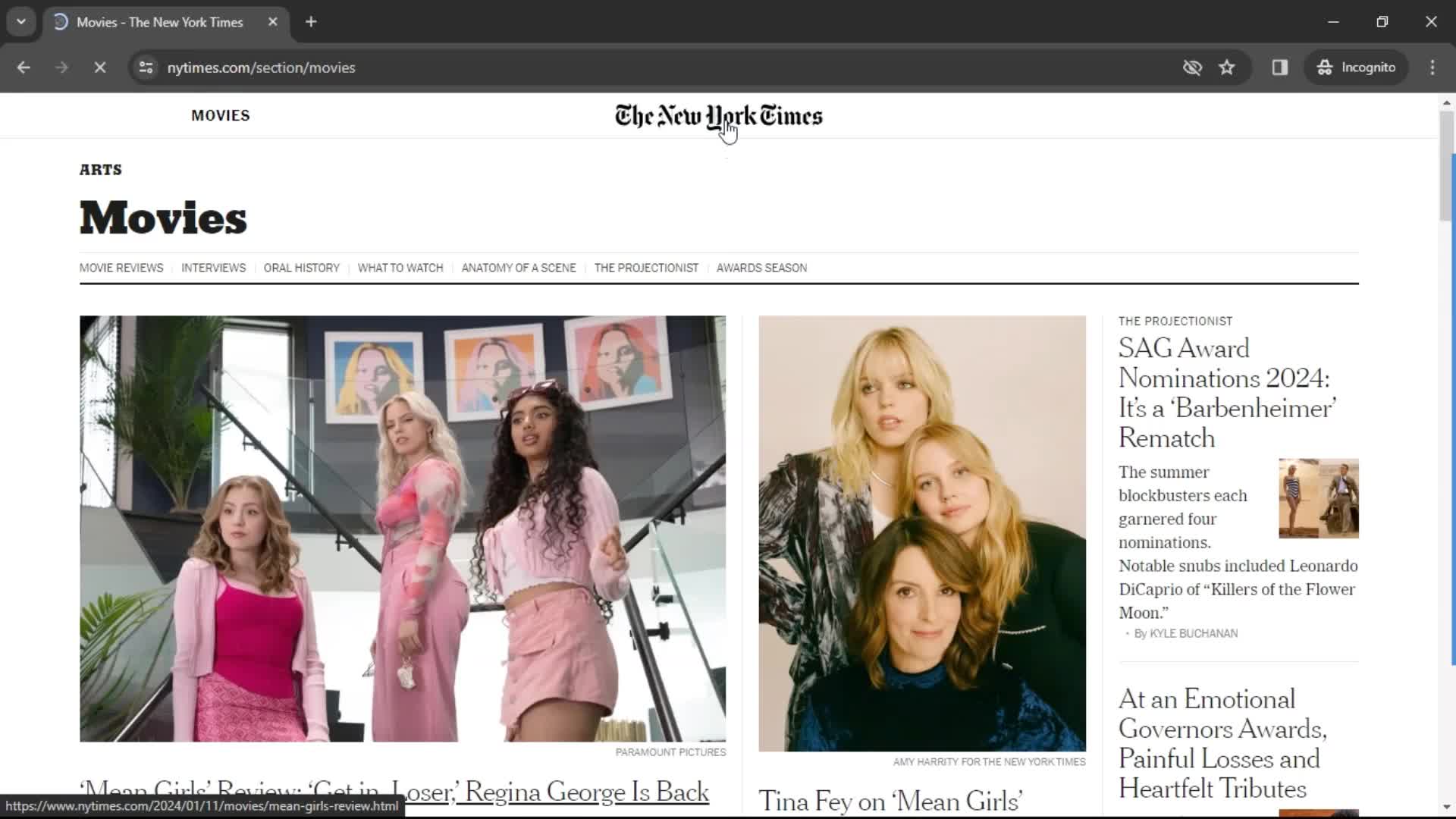 General browsing on The New York Times video thumbnail