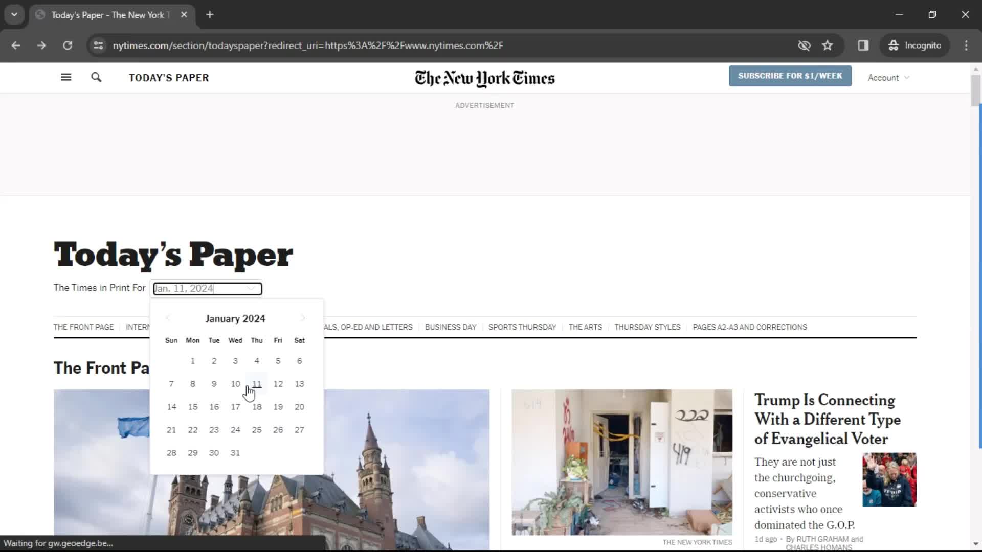 The New York Times filter screenshot