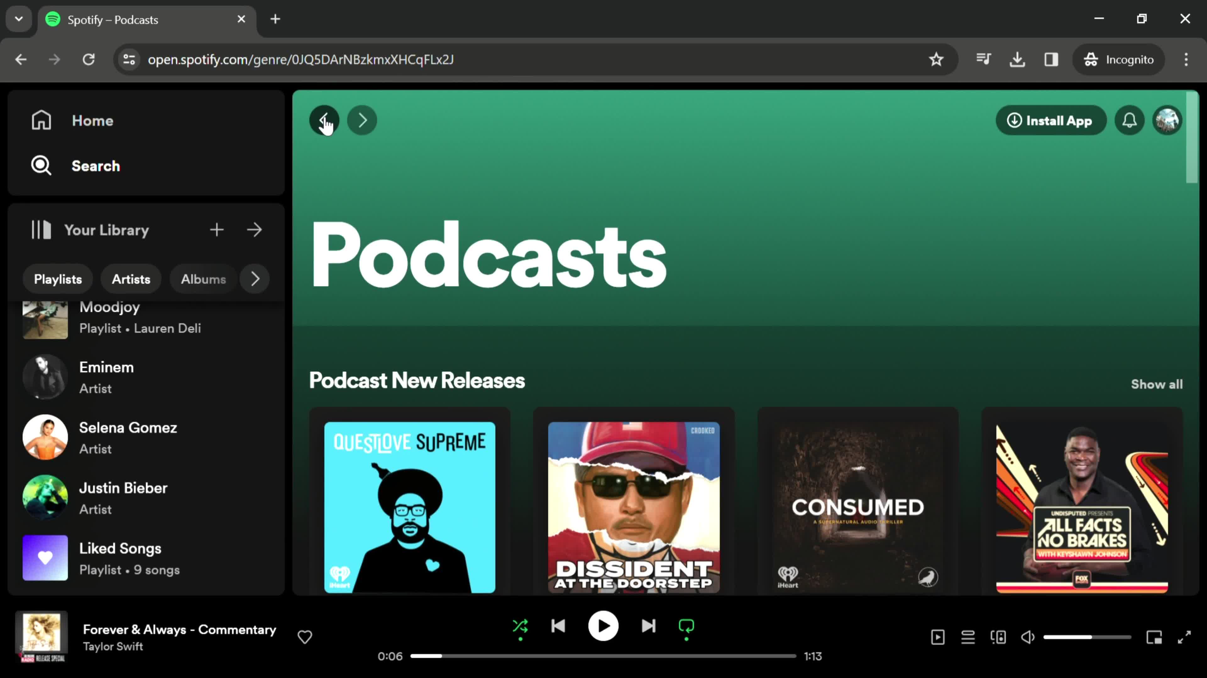 Spotify category screenshot