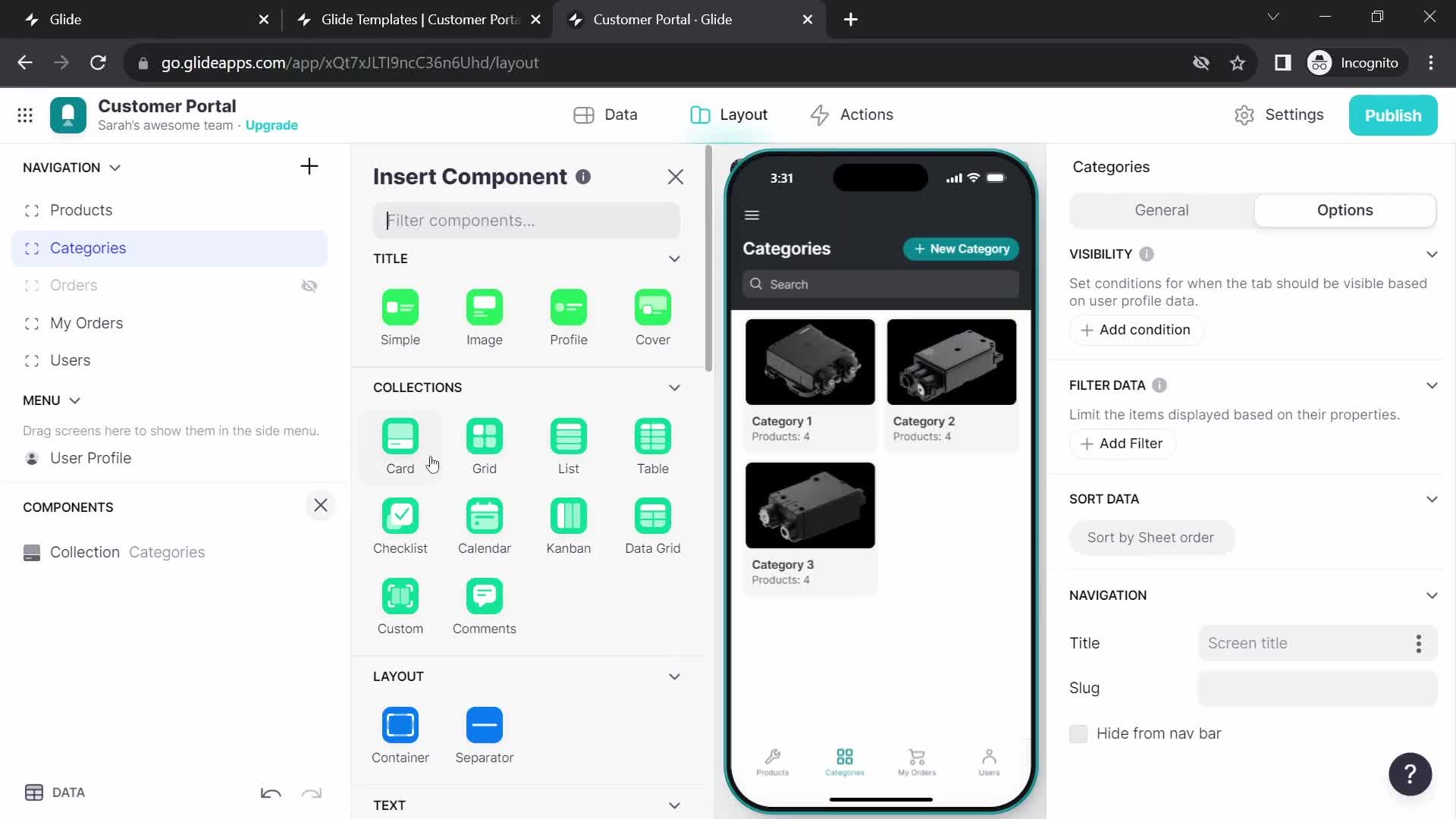 Glide add component screenshot