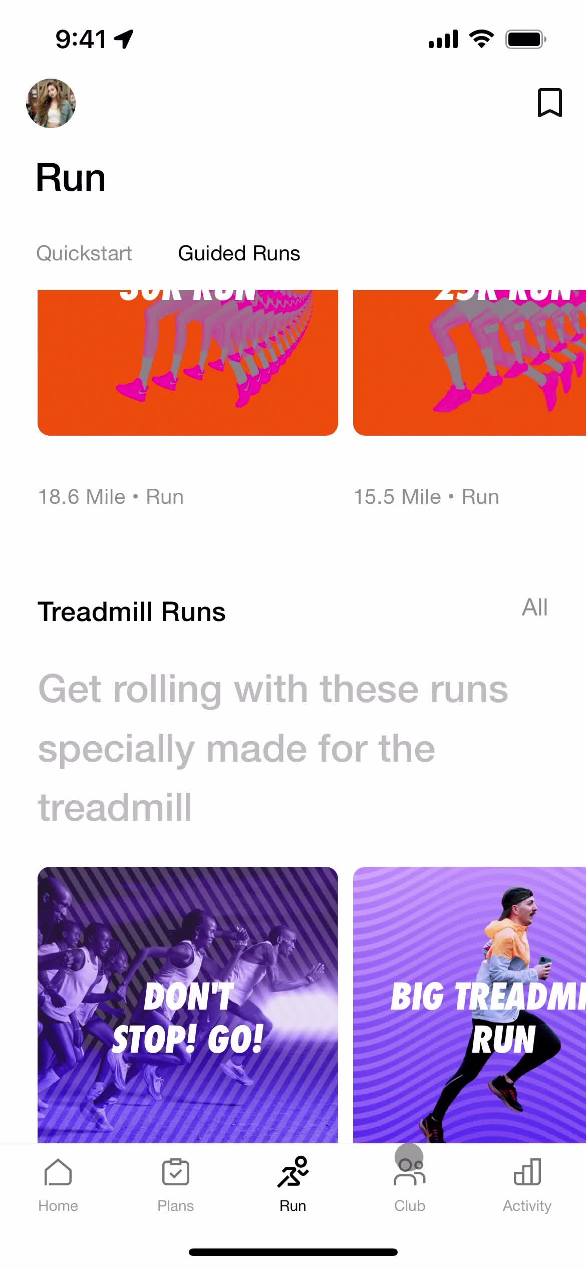 General browsing on Nike Run Club video thumbnail