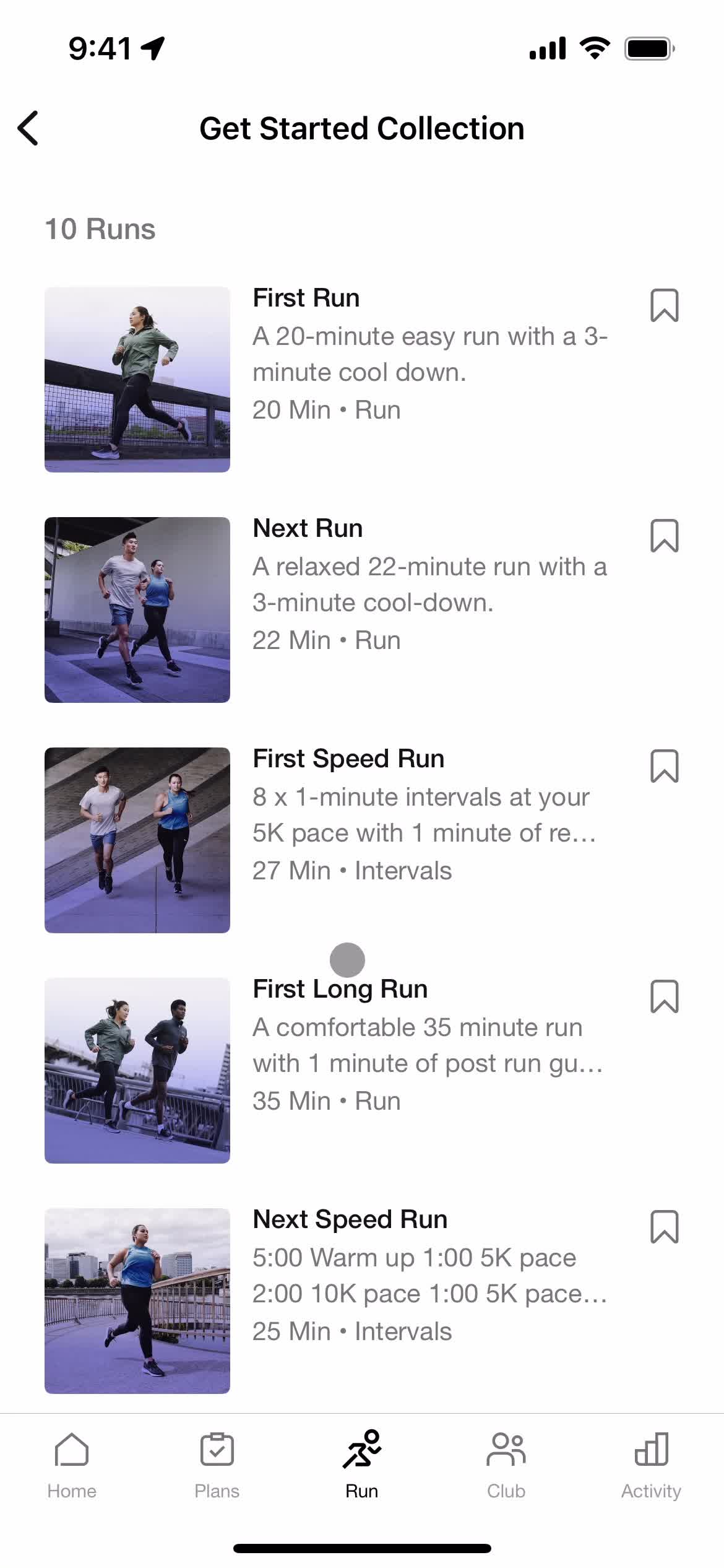 General browsing on Nike Run Club video thumbnail