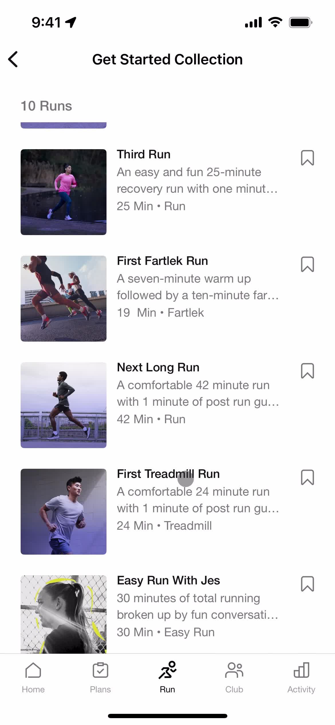 General browsing on Nike Run Club video thumbnail