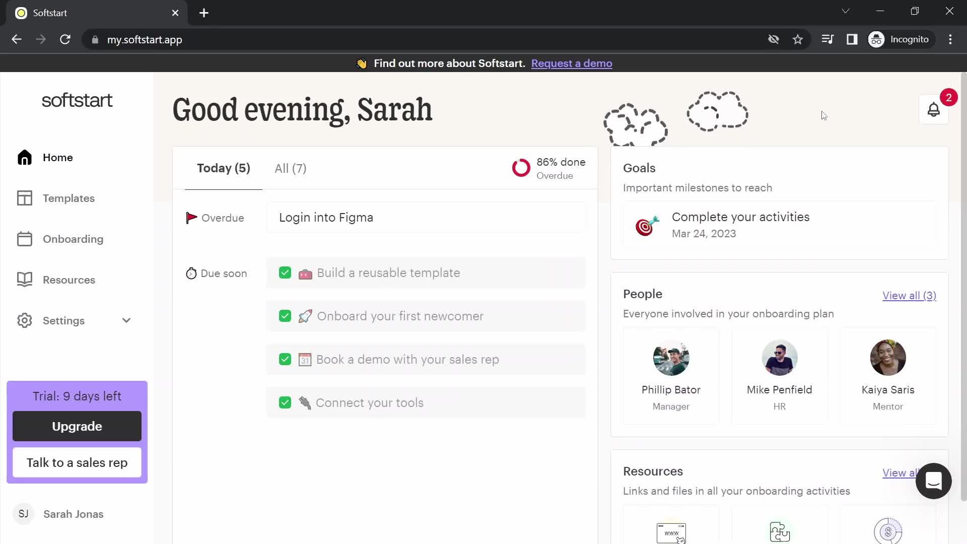 Screenshot of Home on General browsing on Softstart user flow