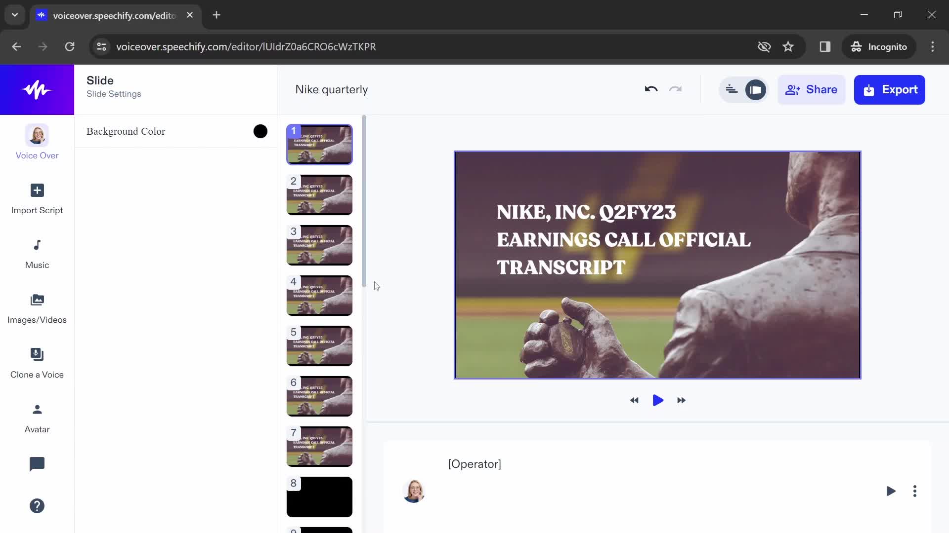 Speechify add slides screenshot