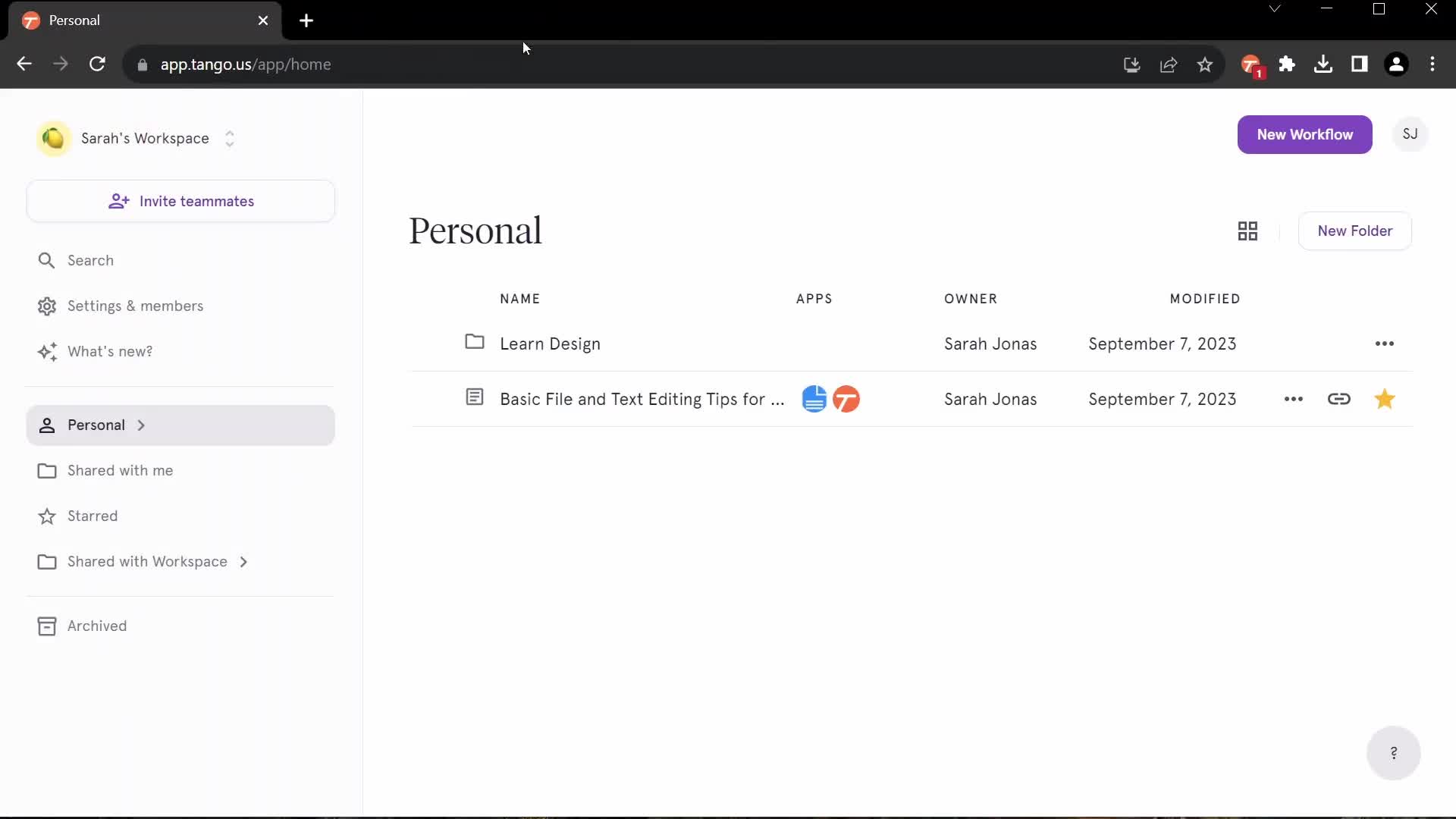 Screenshot of Home on General browsing on Tango user flow