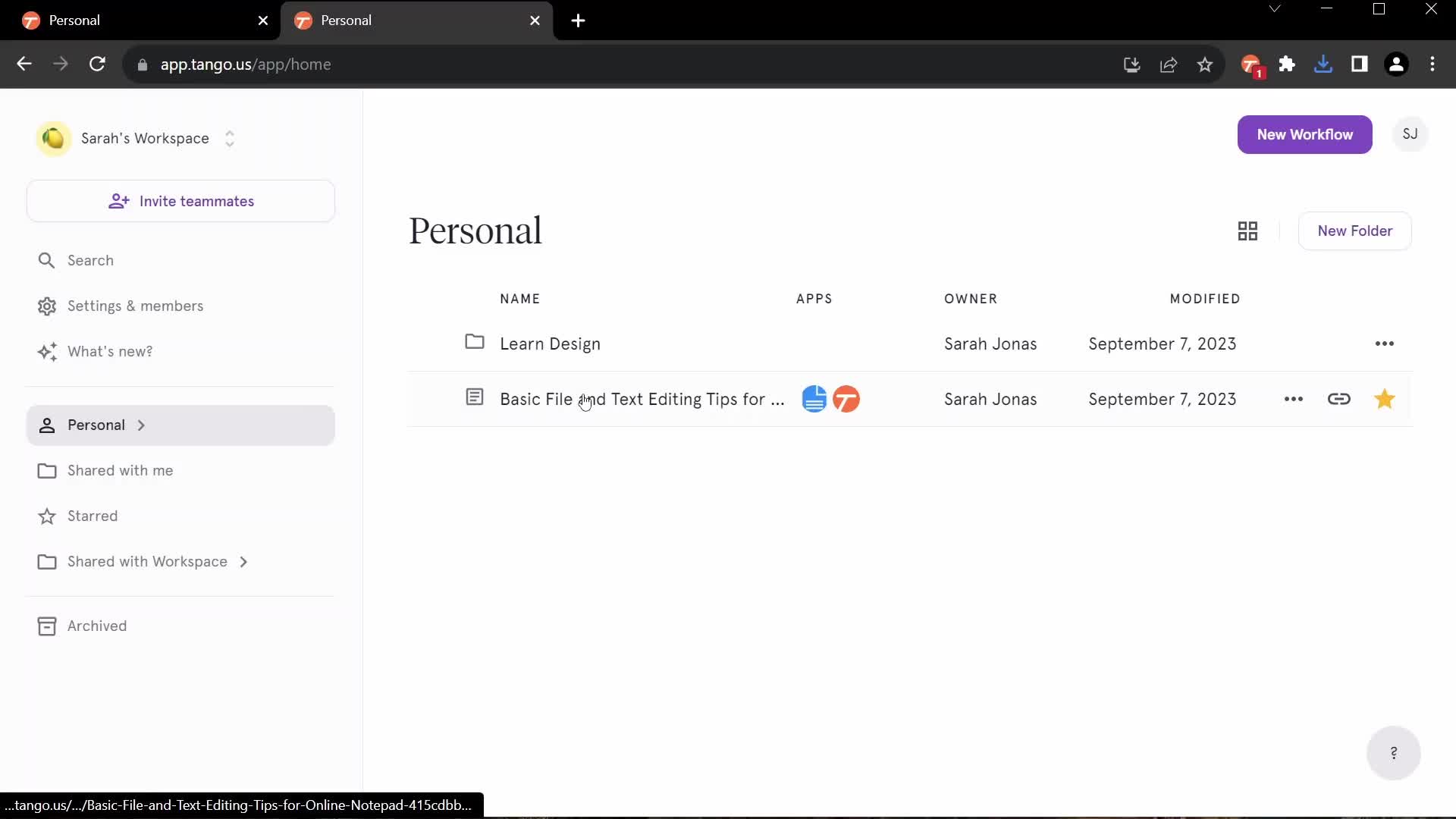 Screenshot of Home on General browsing on Tango user flow