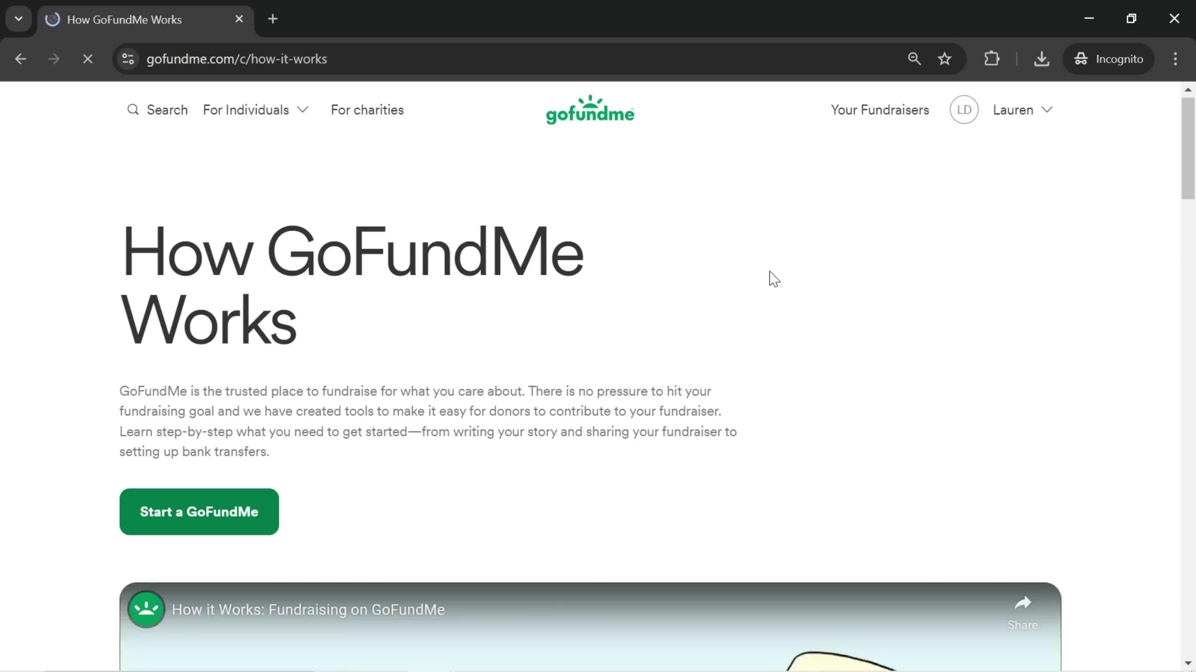 General browsing on GoFundMe video thumbnail