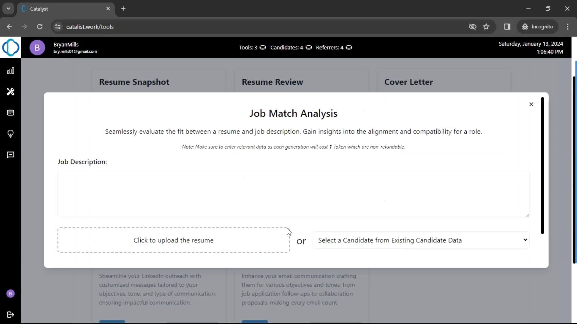 Generating job match analysis screenshot