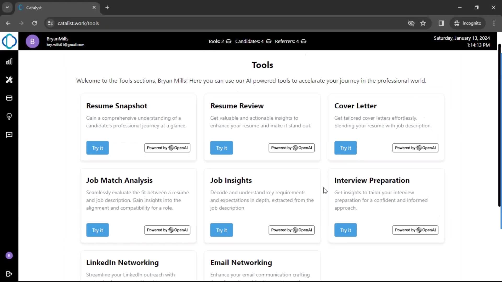 Generating job insights screenshot