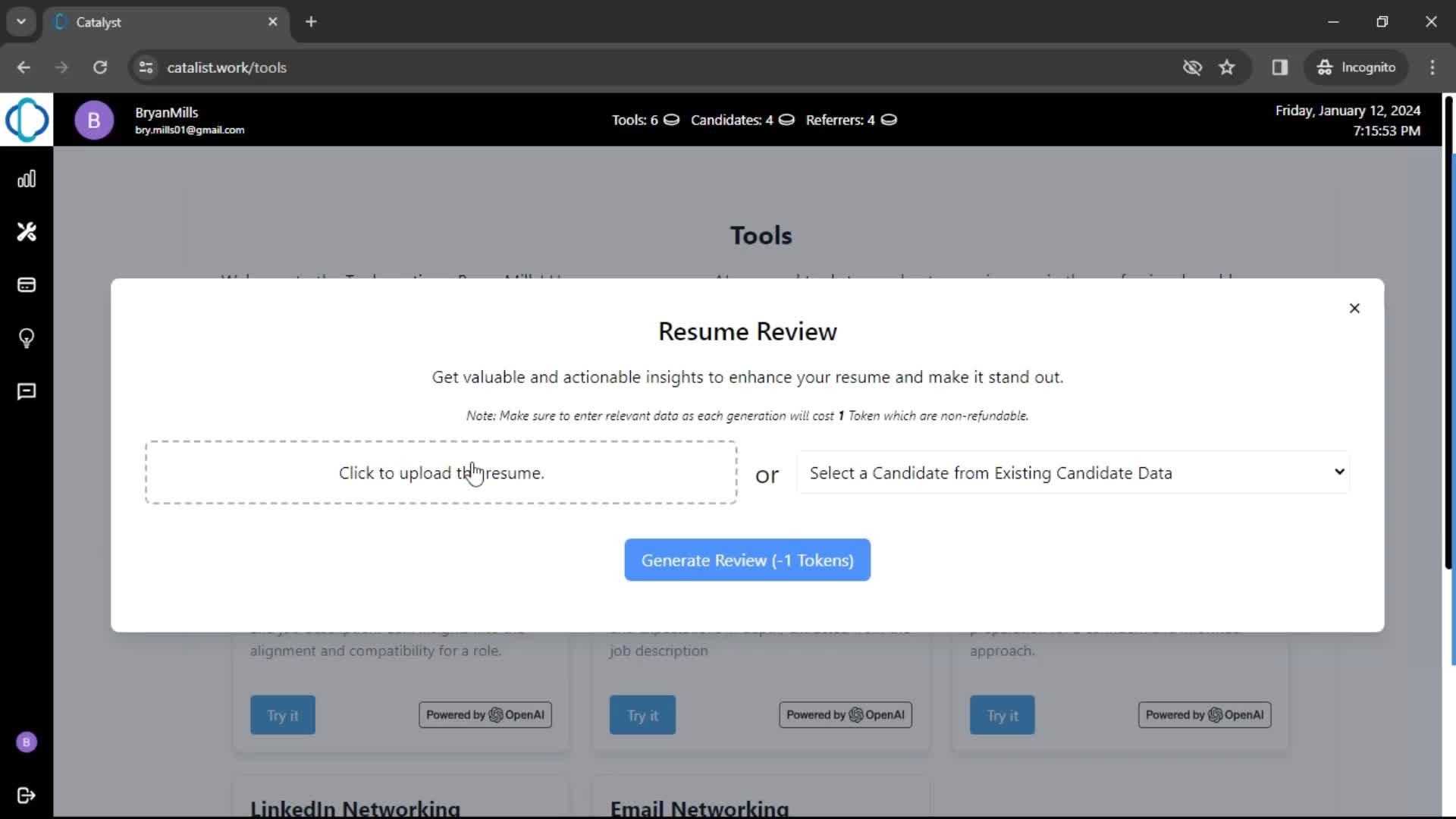 Generating resume review screenshot