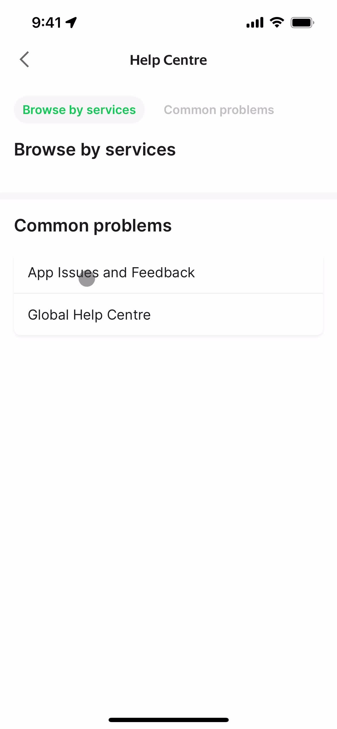 Help center screenshot