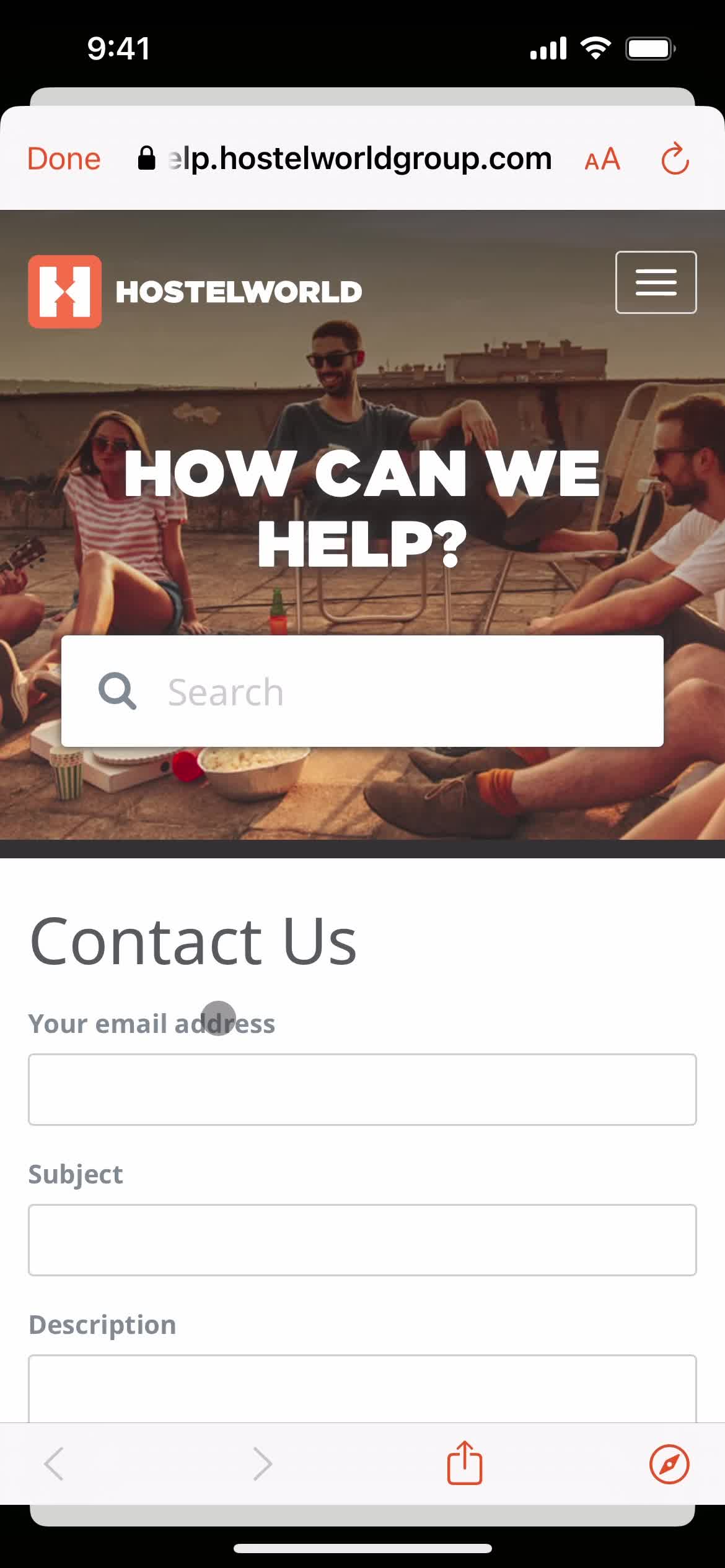 Help center screenshot