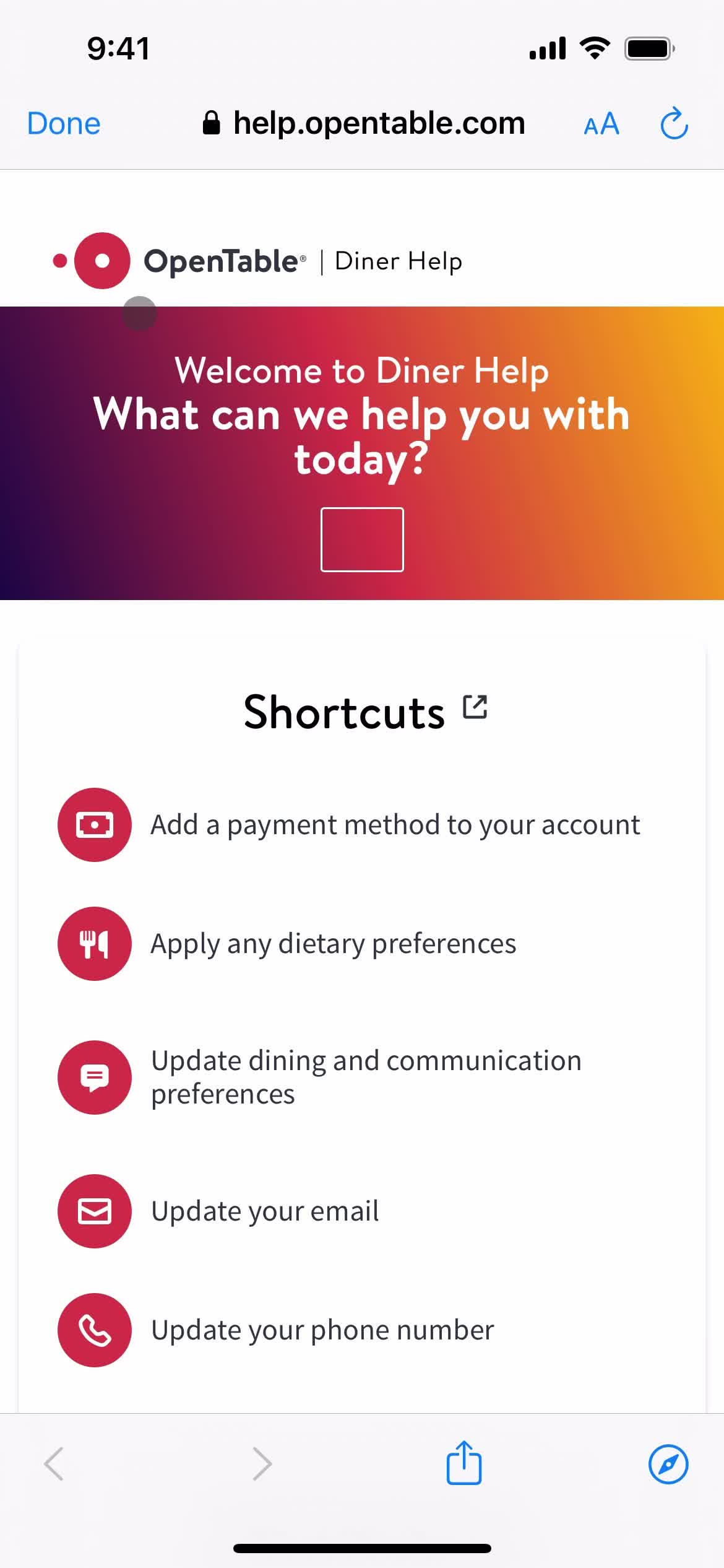 Help center on OpenTable video thumbnail