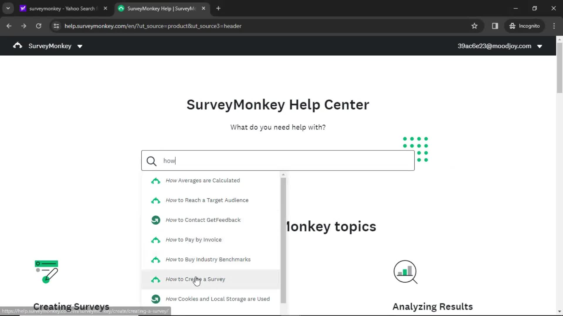 Help center screenshot