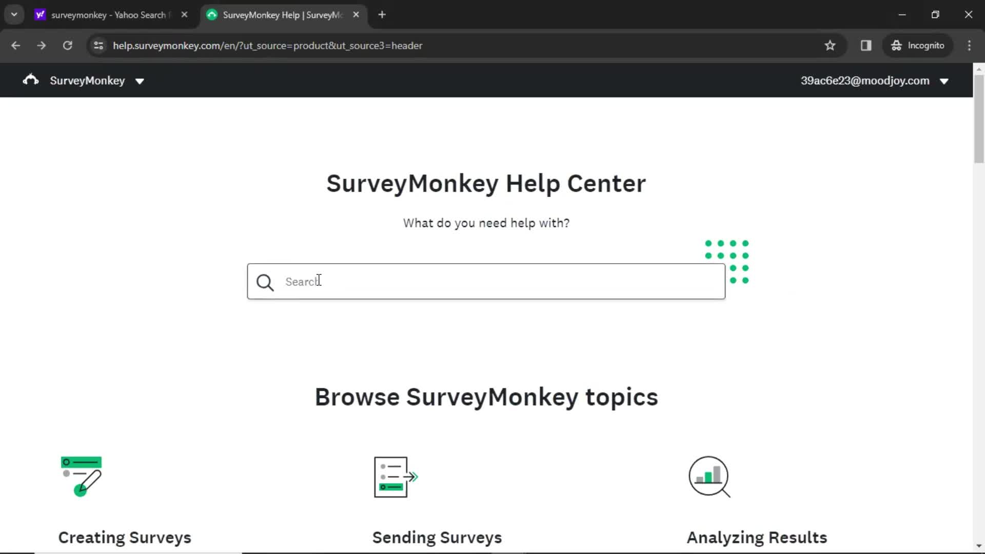 Help center screenshot