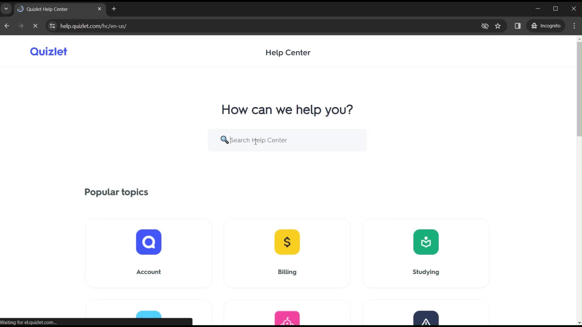 Help center screenshot