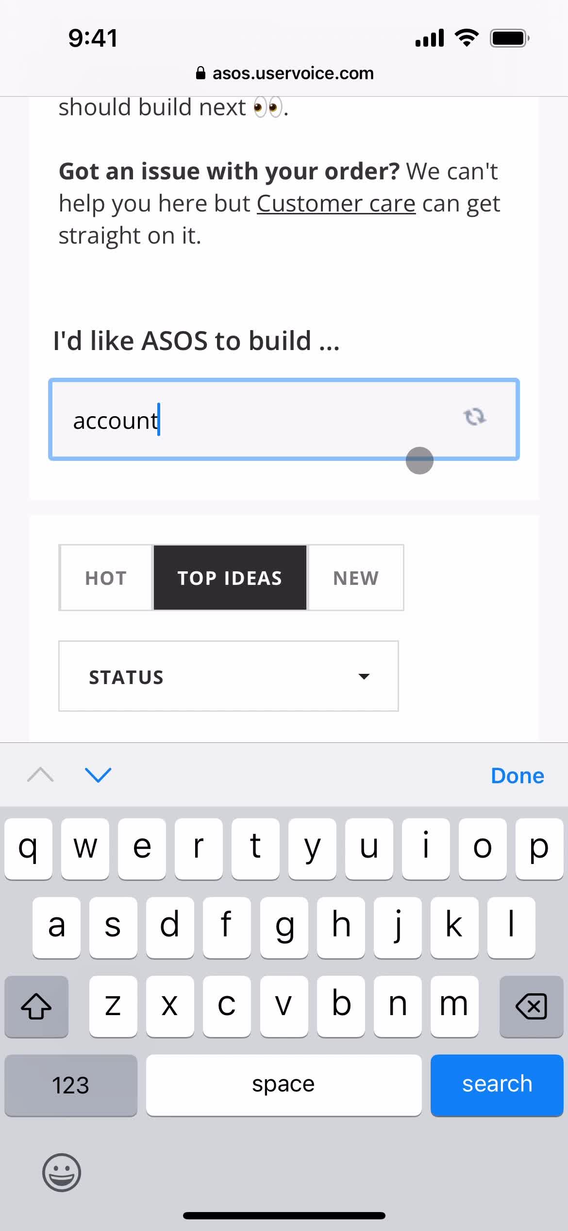 Giving feedback on ASOS video thumbnail