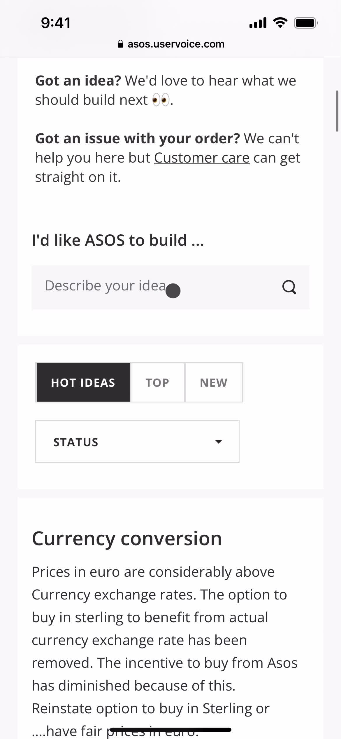 Giving feedback on ASOS video thumbnail