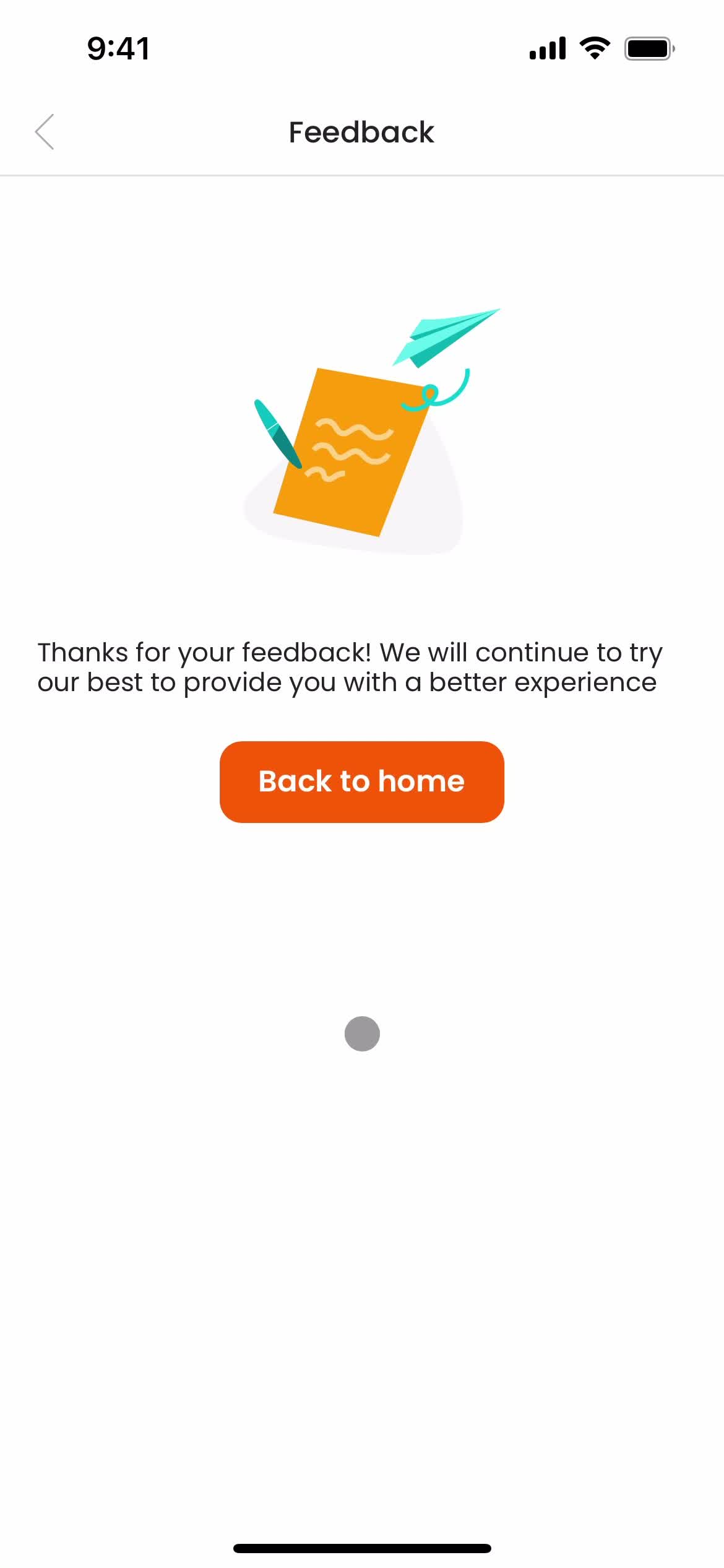 Giving feedback screenshot