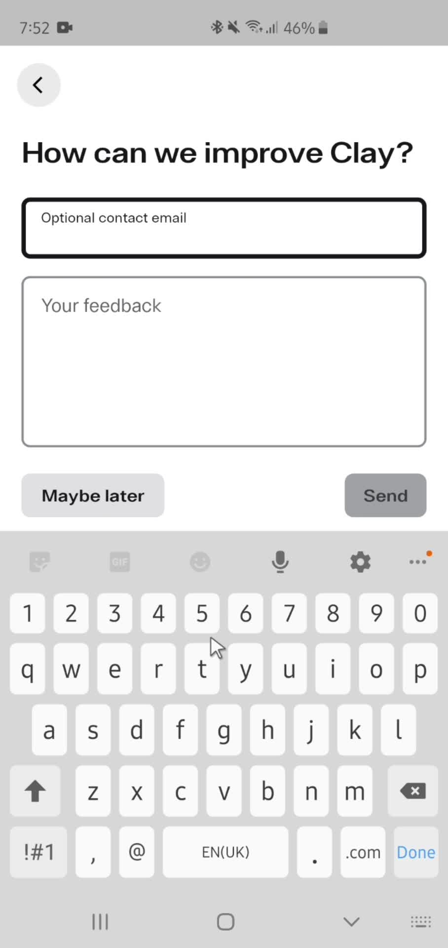 Giving feedback screenshot