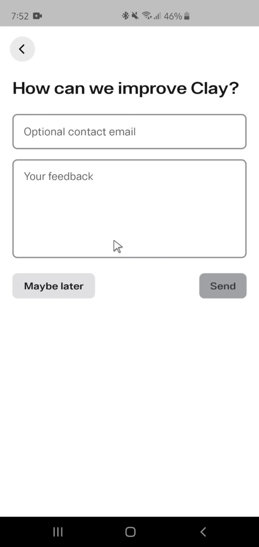 Giving feedback screenshot