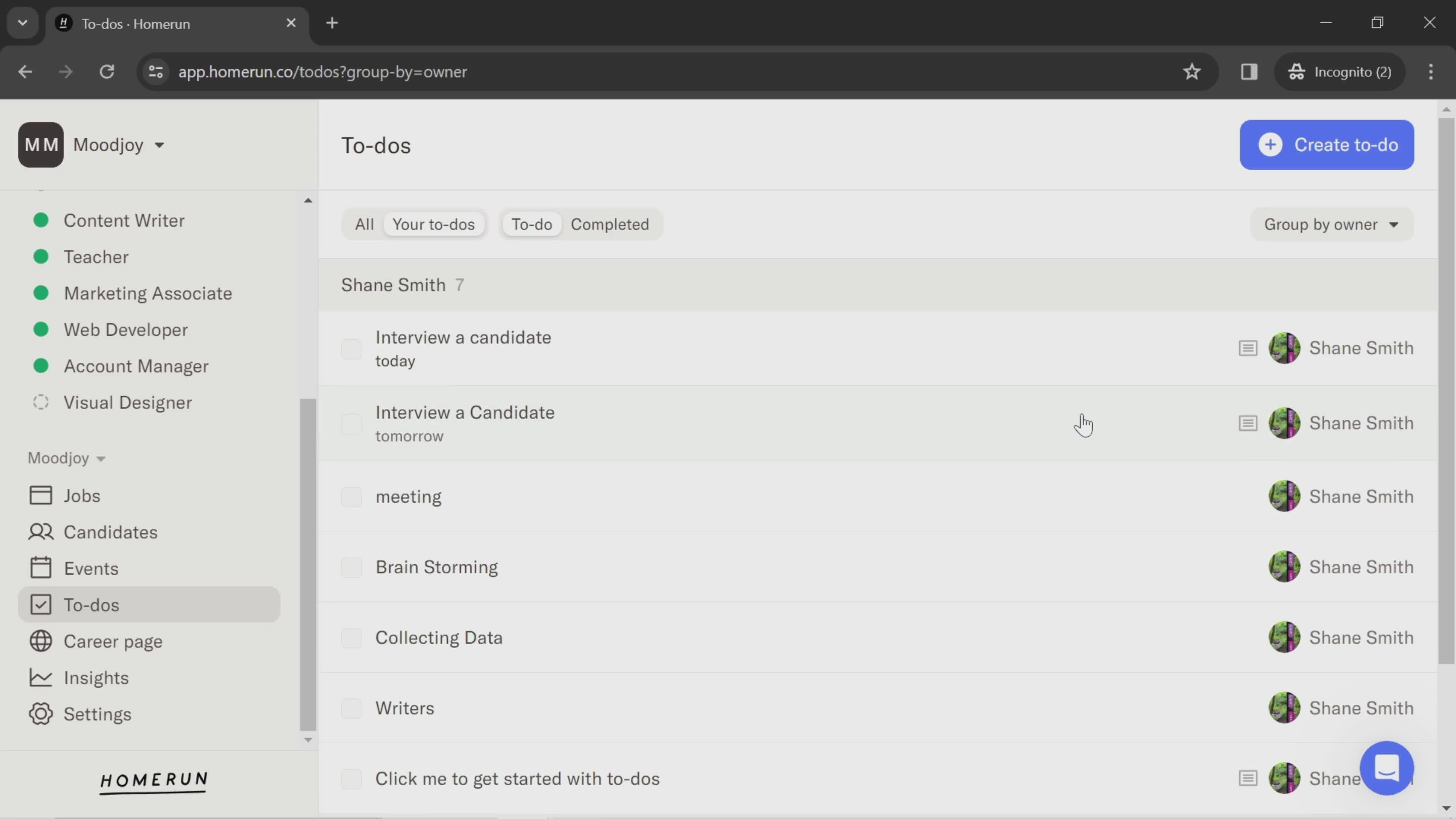 Grouping to-do list screenshot