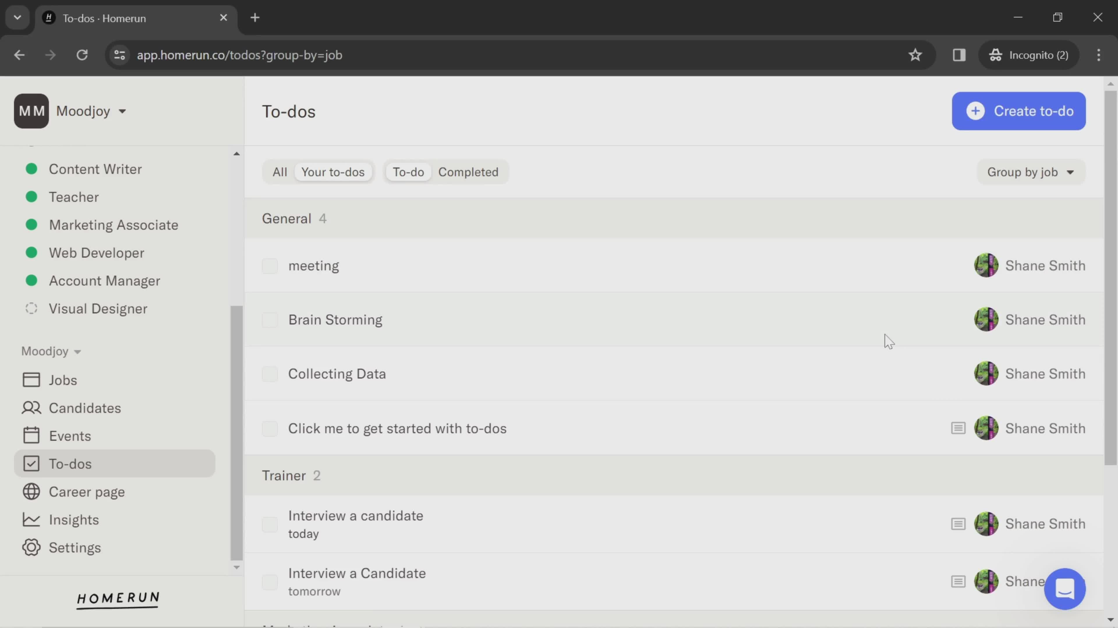 Grouping to-do list screenshot