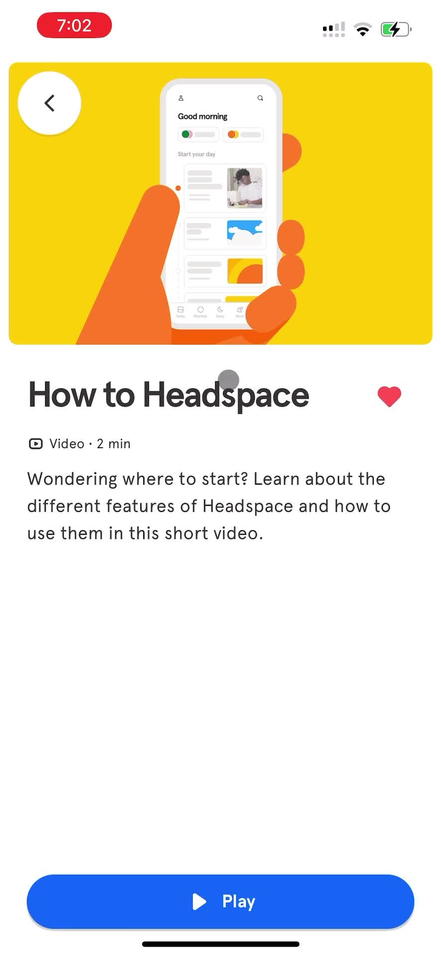 Screenshot of Guide on General browsing on Headspace user flow