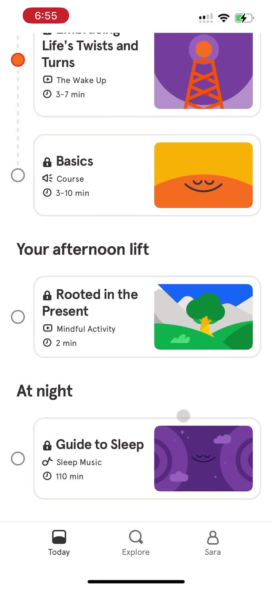 Screenshot of Home on Upgrading your account on Headspace user flow