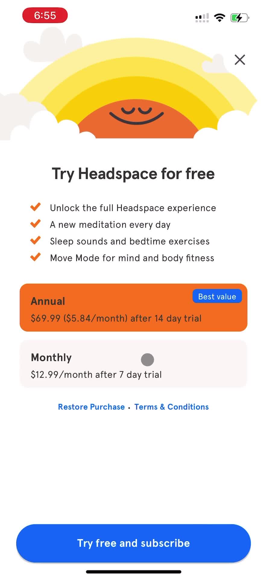 Headspace upgrade screenshot