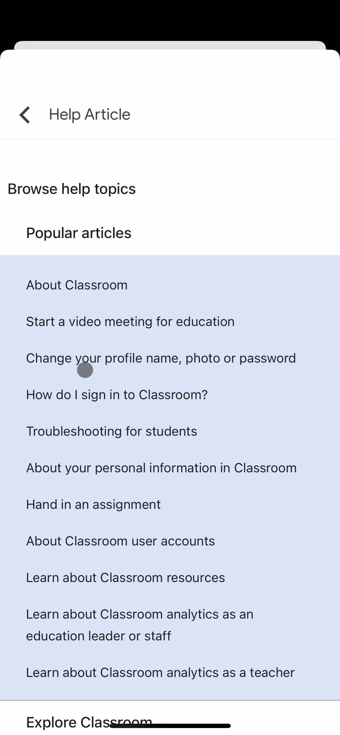 Help center on Google Classroom video thumbnail