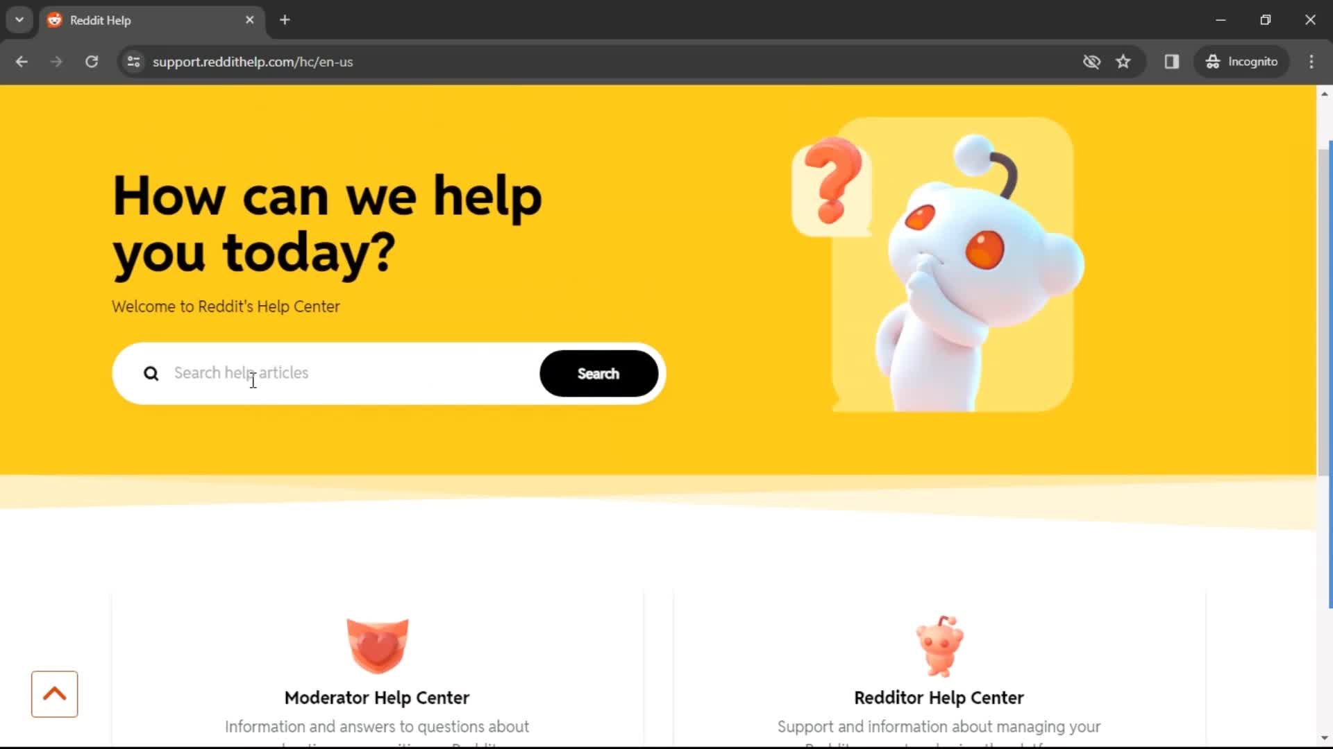 Help center screenshot