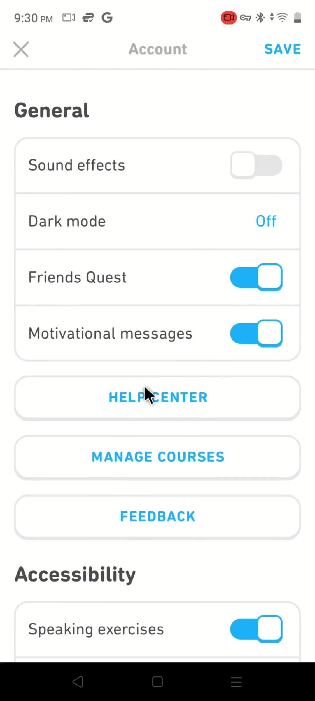 Help center screenshot