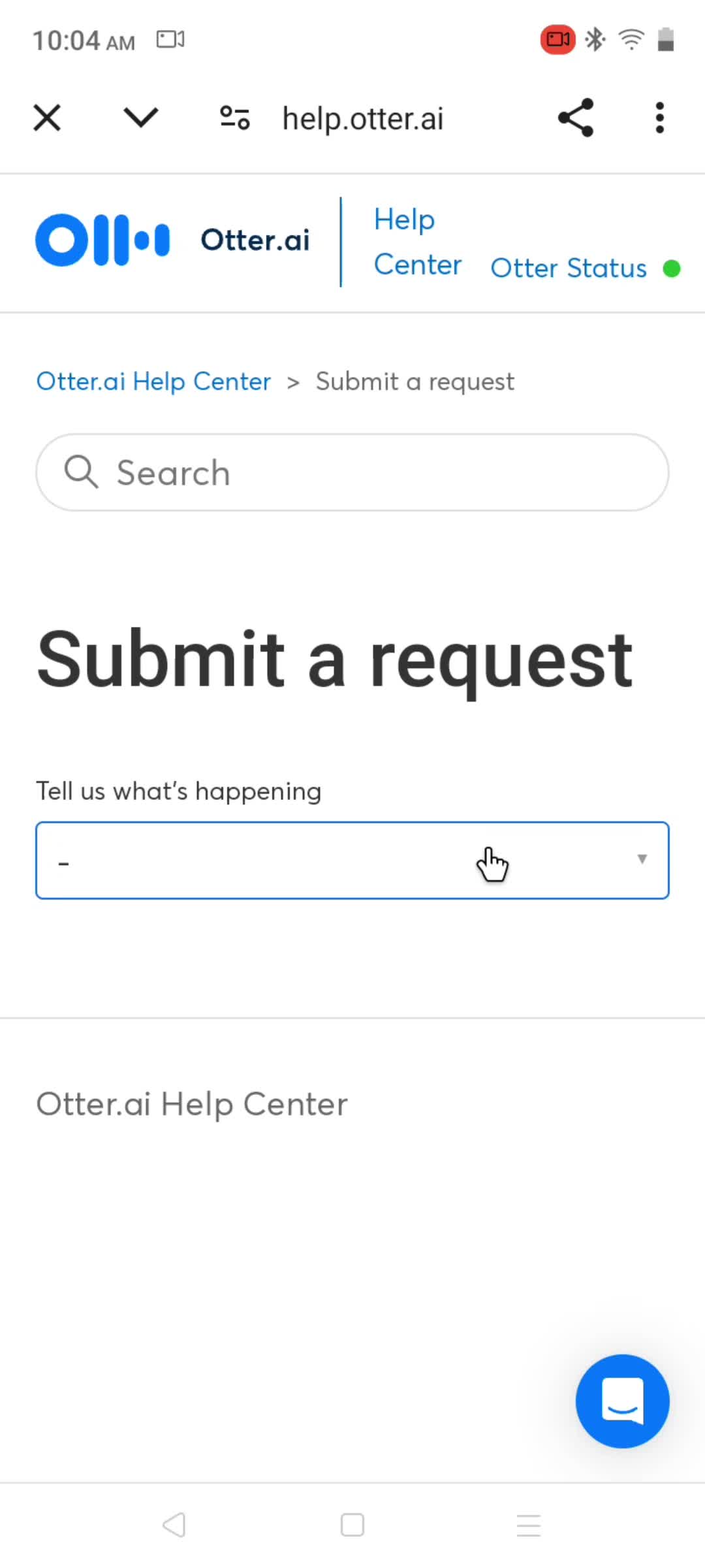 Help center screenshot