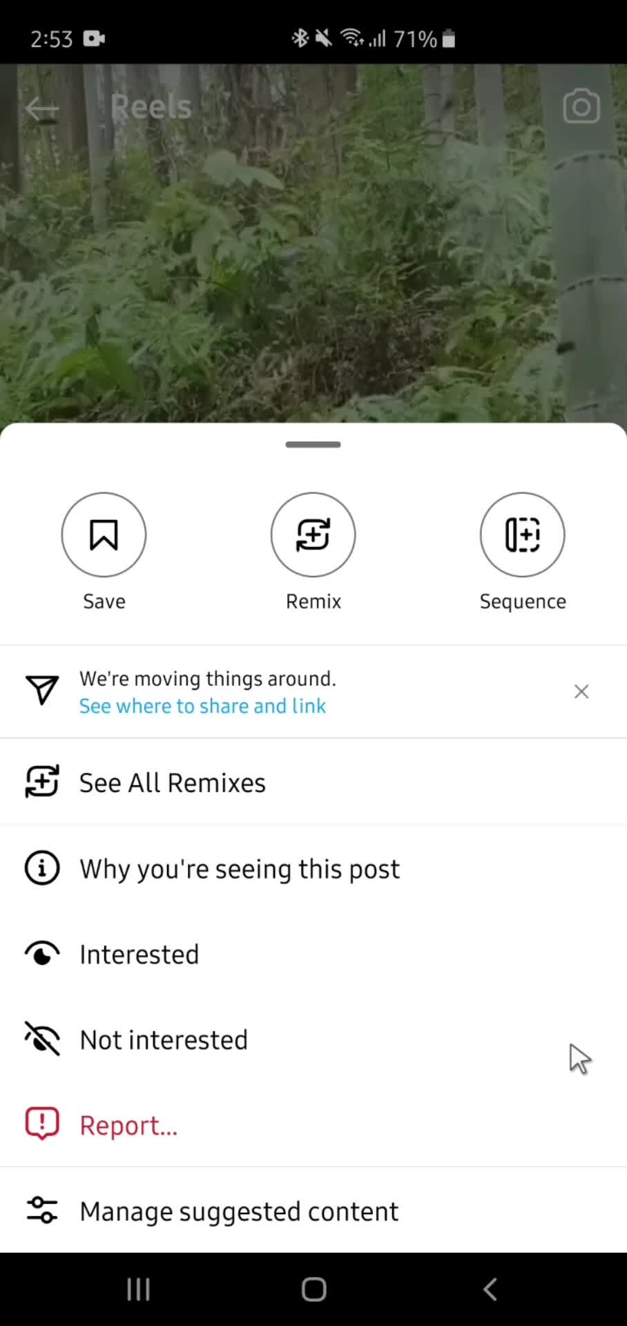 Hiding posts screenshot