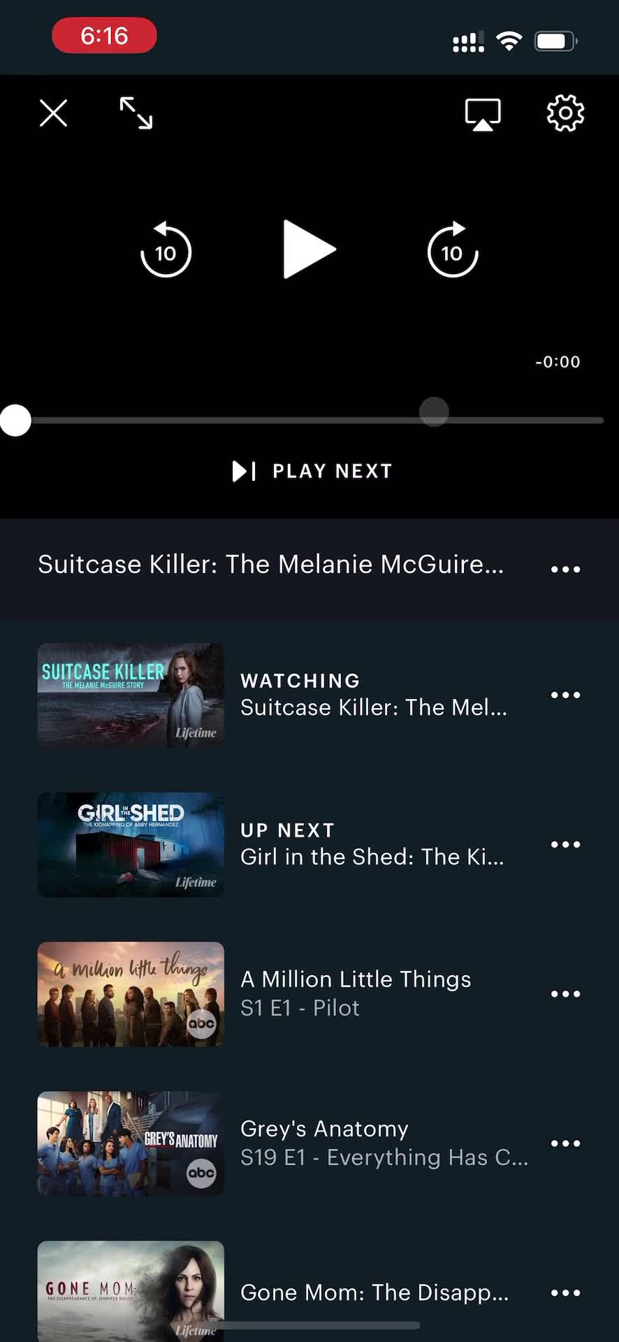 Screenshot of Video player on Discovering content on Hulu user flow