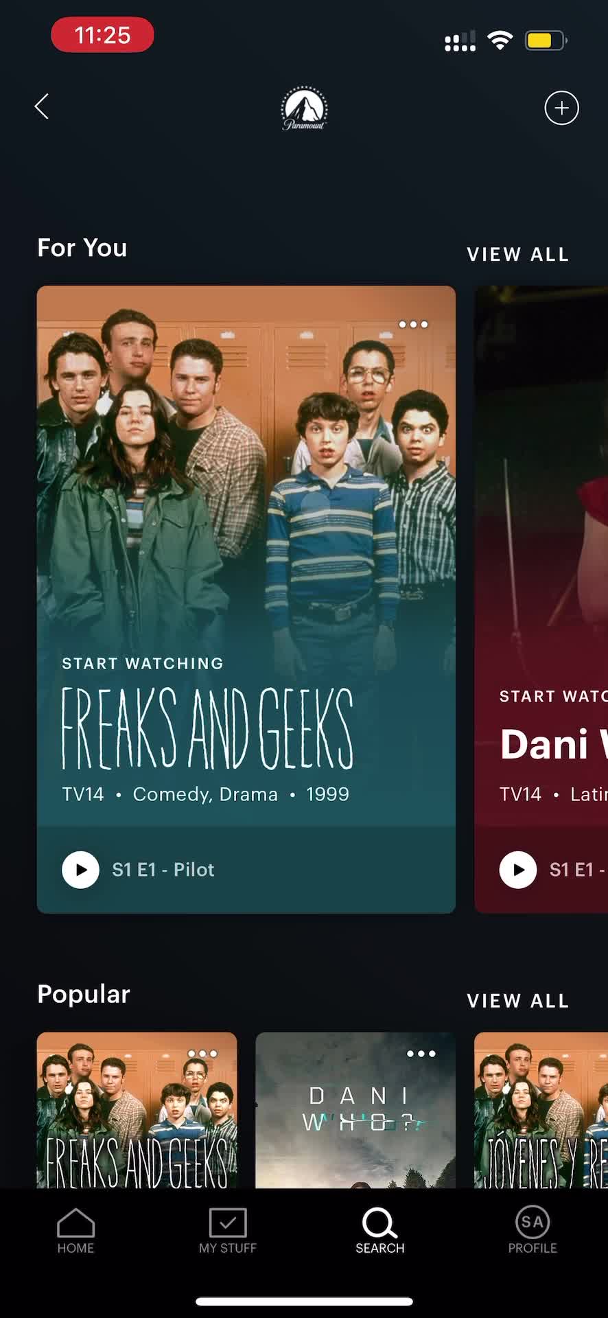 Screenshot of Category on Searching on Hulu user flow
